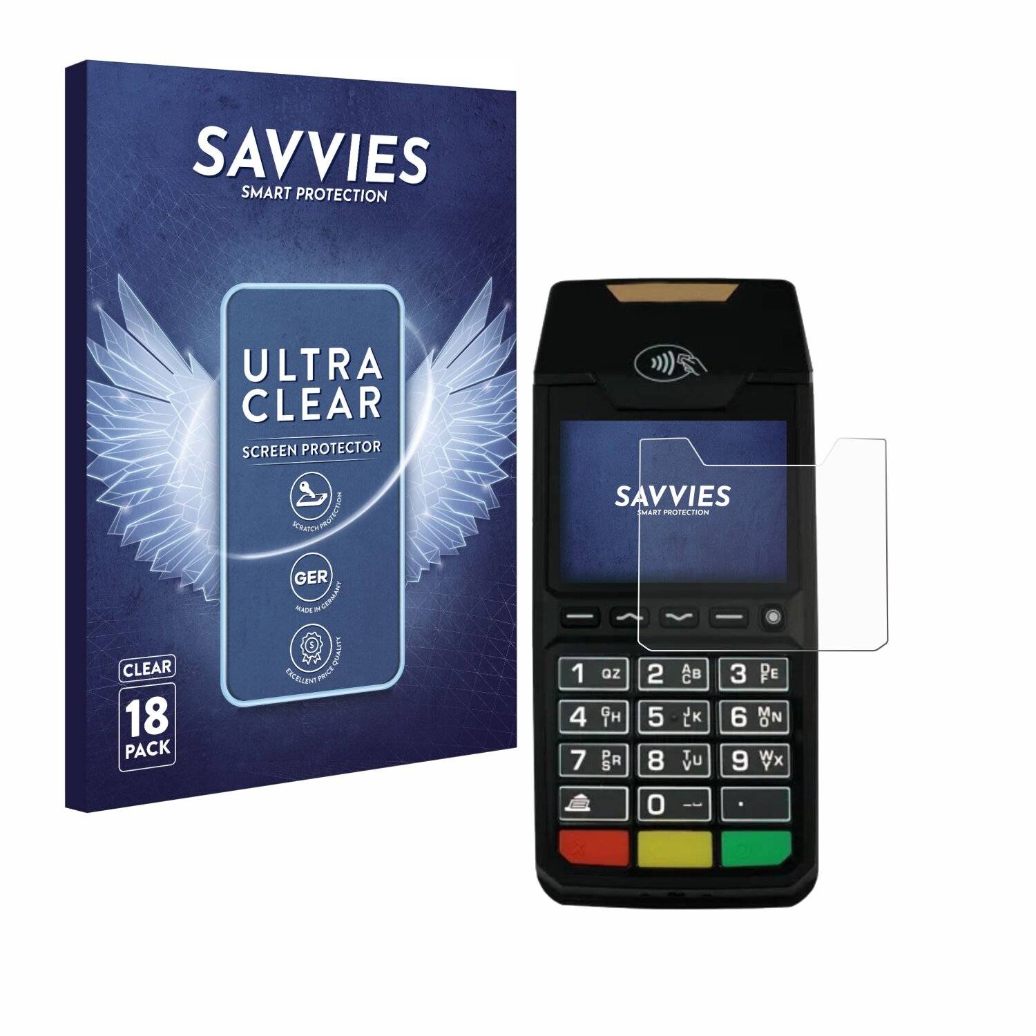 18x Savvies Displayschutz-Folie für ingenico Desk/