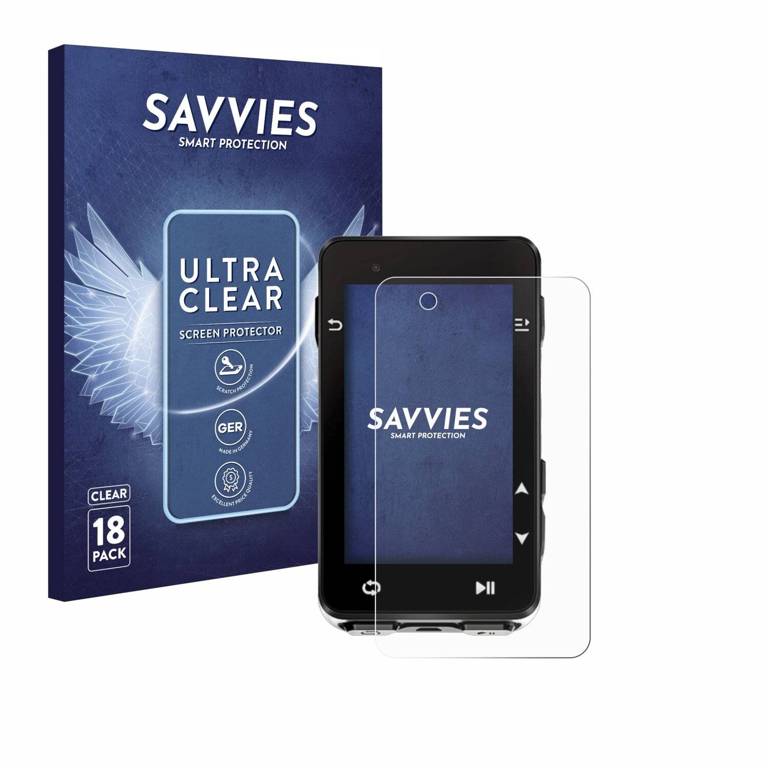 18x Savvies Displayschutz-Folie für igpsport