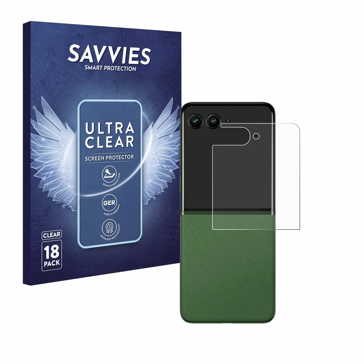 18x Savvies Displayschutz-Folie für Motorola Razr 50 (Hinteres