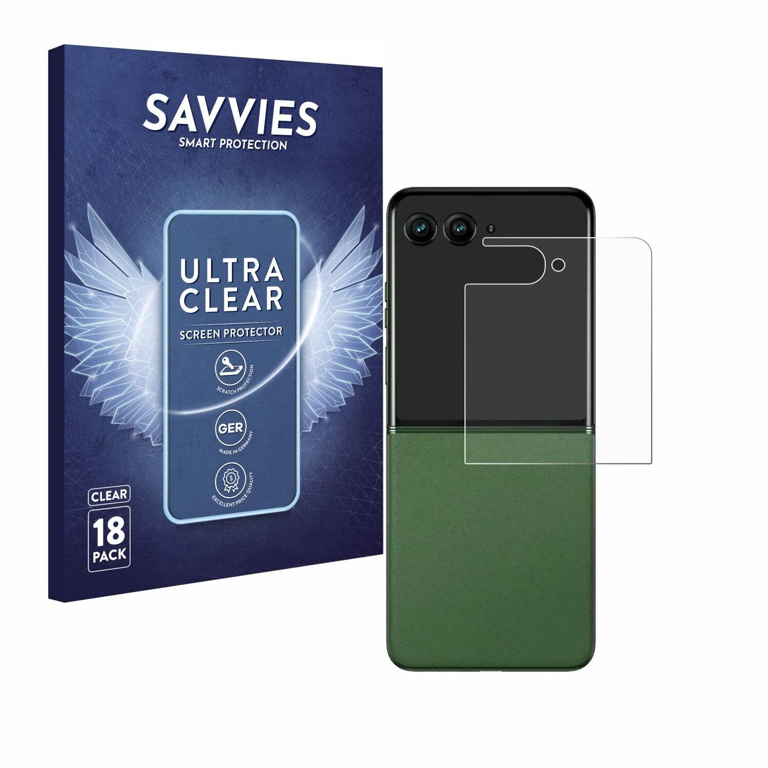 18x Savvies Displayschutz-Folie für Motorola Razr 50 Ultra (Hinteres