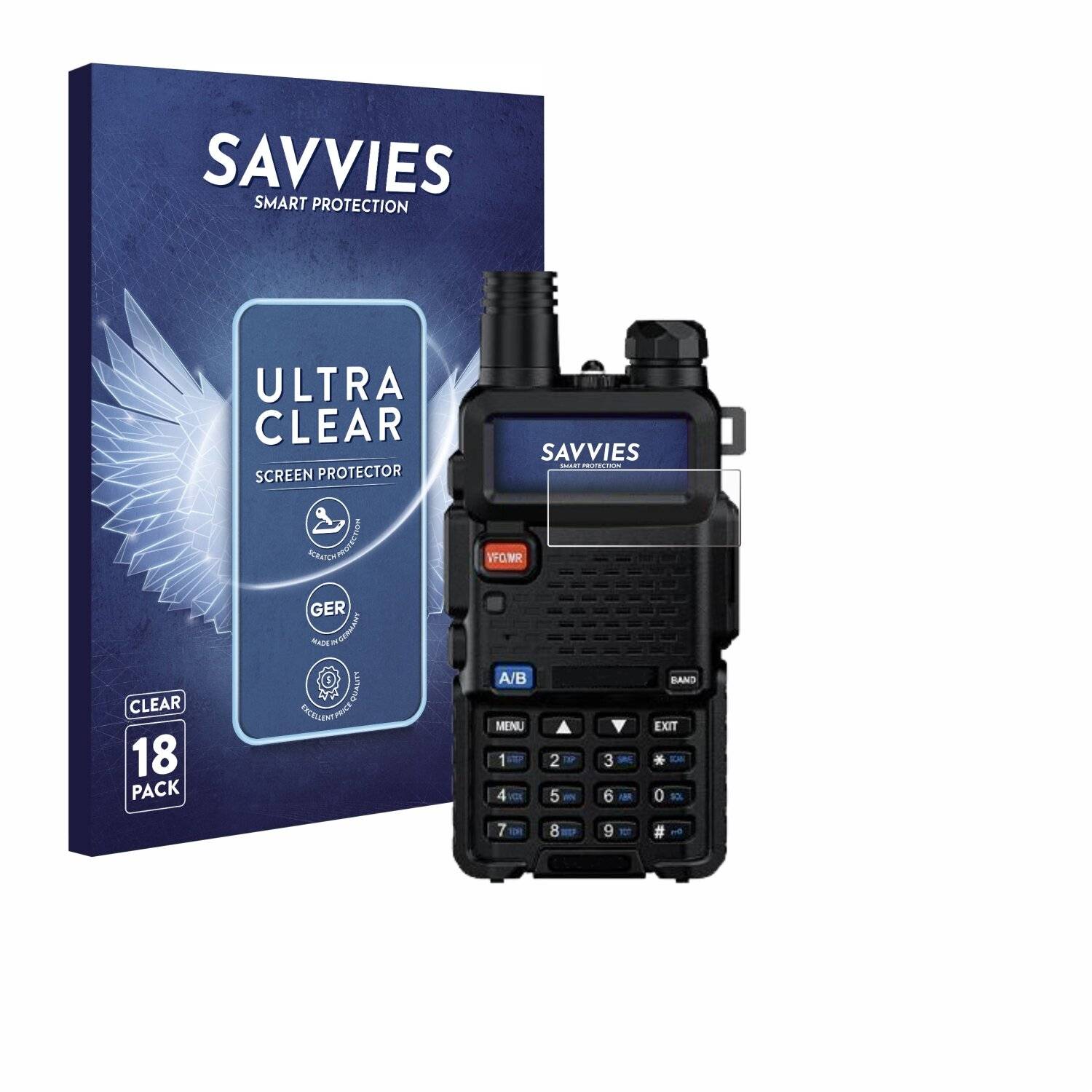 18x Savvies Displayschutz-Folie für Baofeng UV-5G