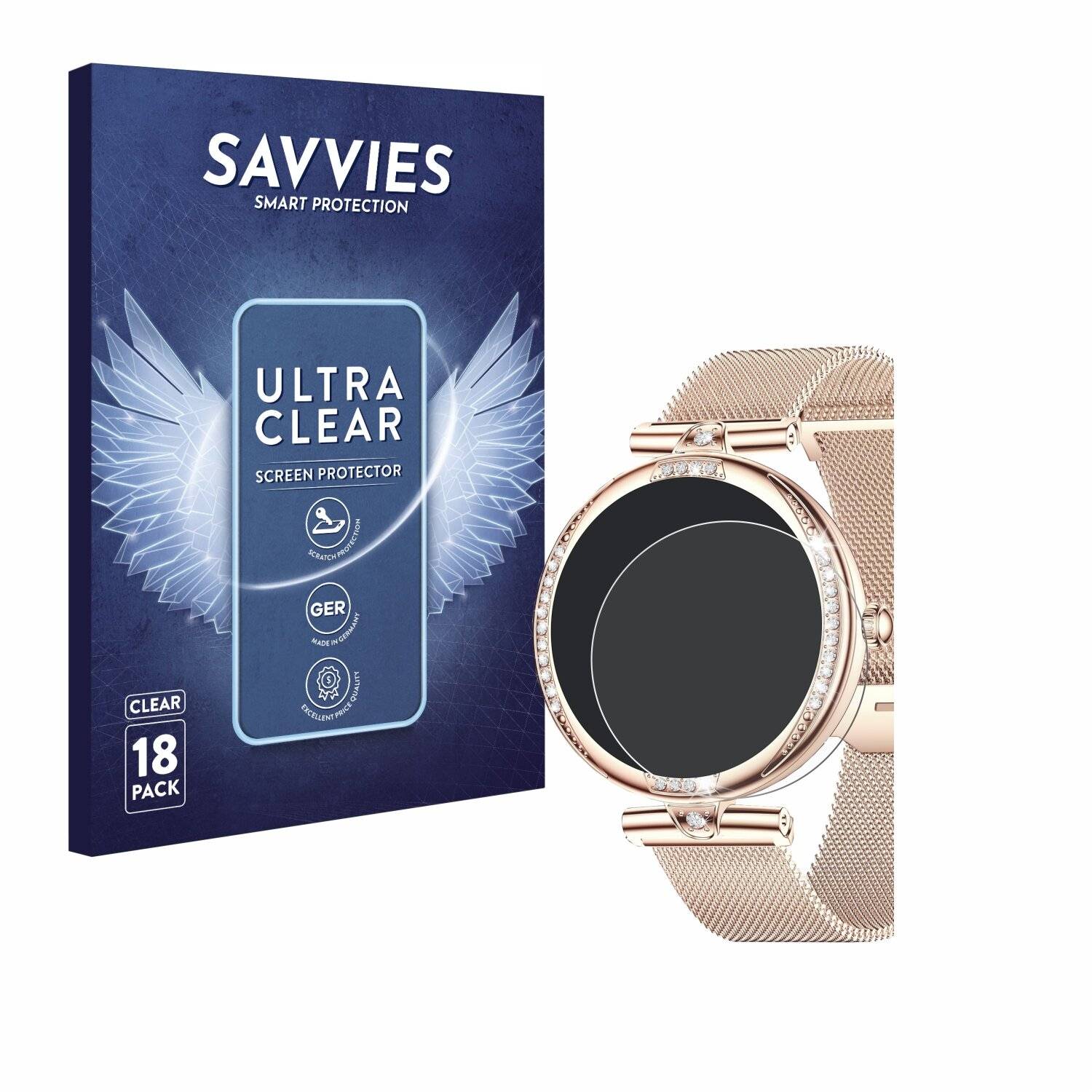 18x Savvies Displayschutz-Folie für Shepatio Smartwatch