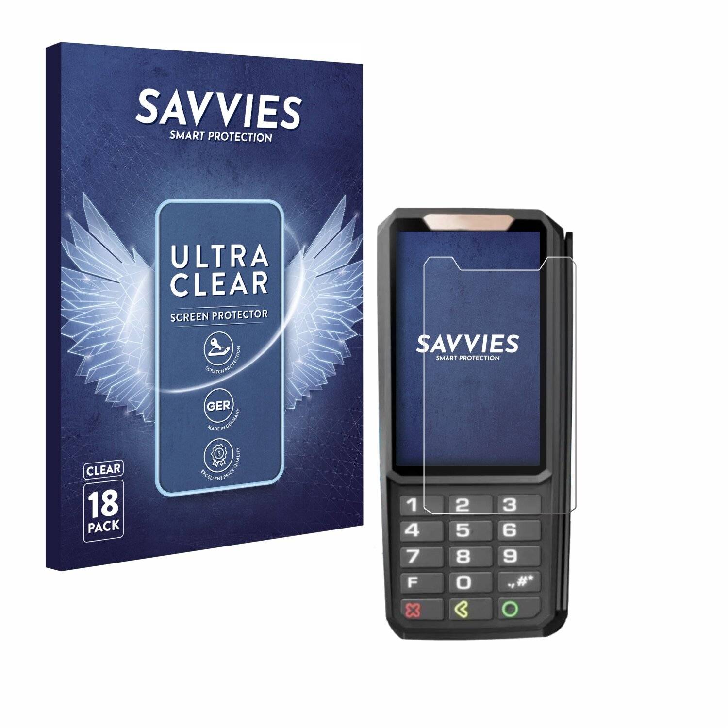 18x Savvies Displayschutz-Folie für ingenico Axium
