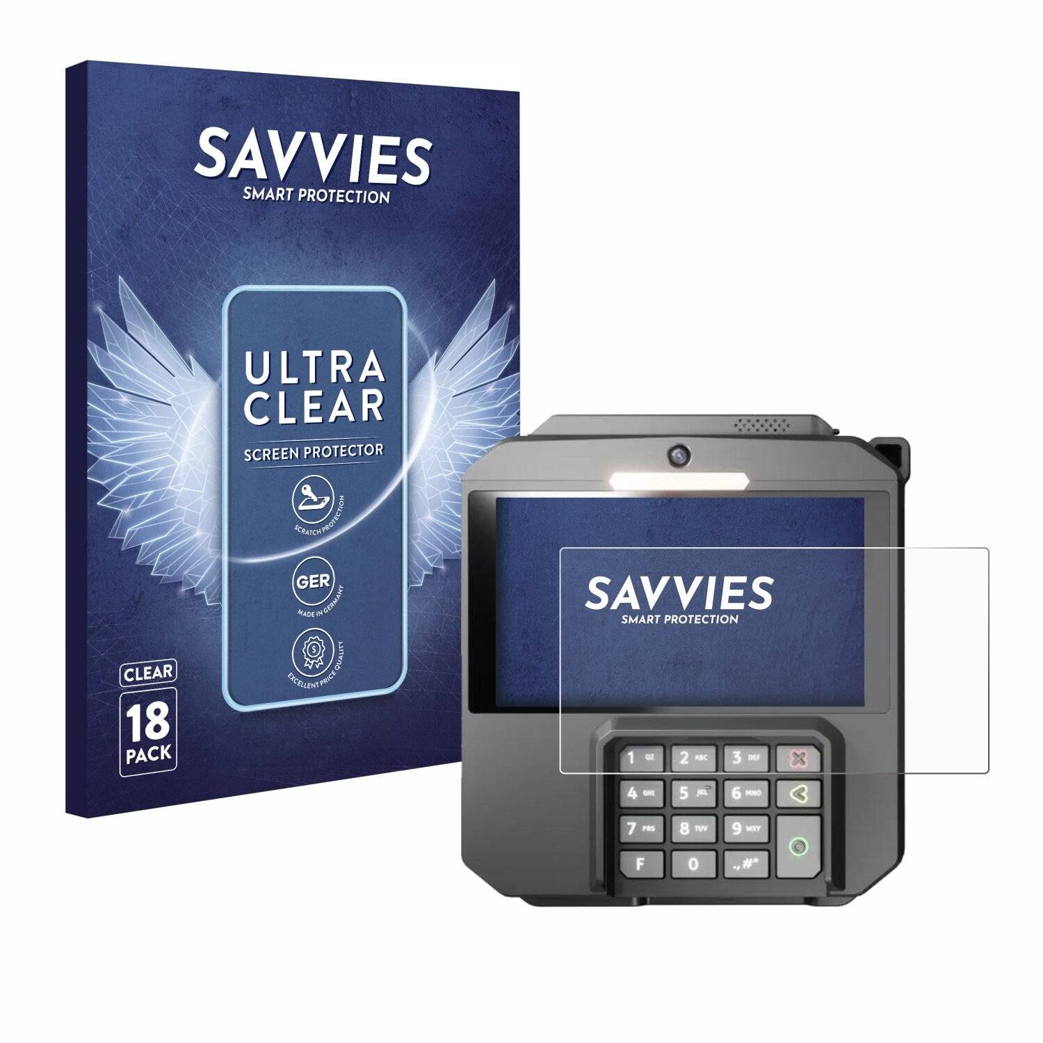 18x Savvies Displayschutz-Folie für ingenico Axium