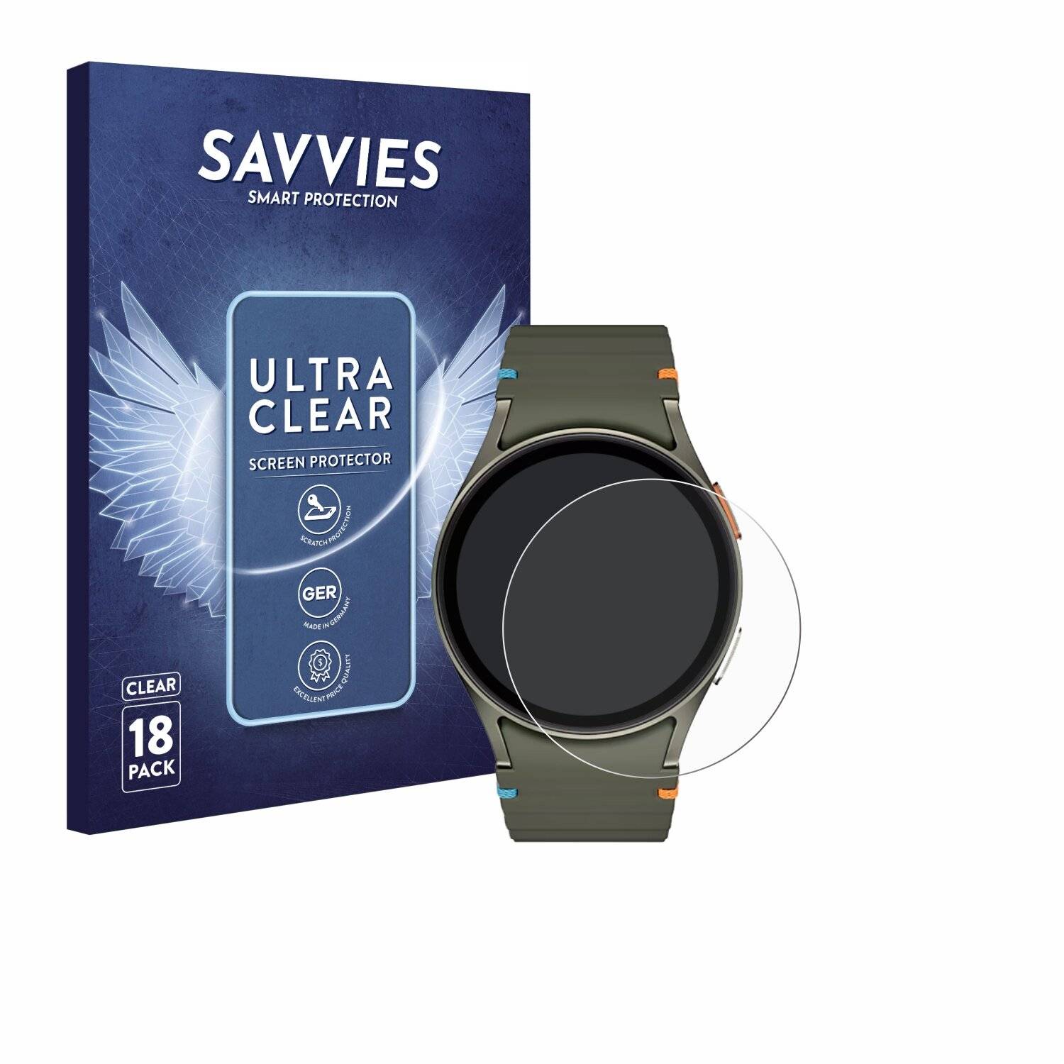 18x Savvies Displayschutz-Folie für Samsung Galaxy Watch 7 (40