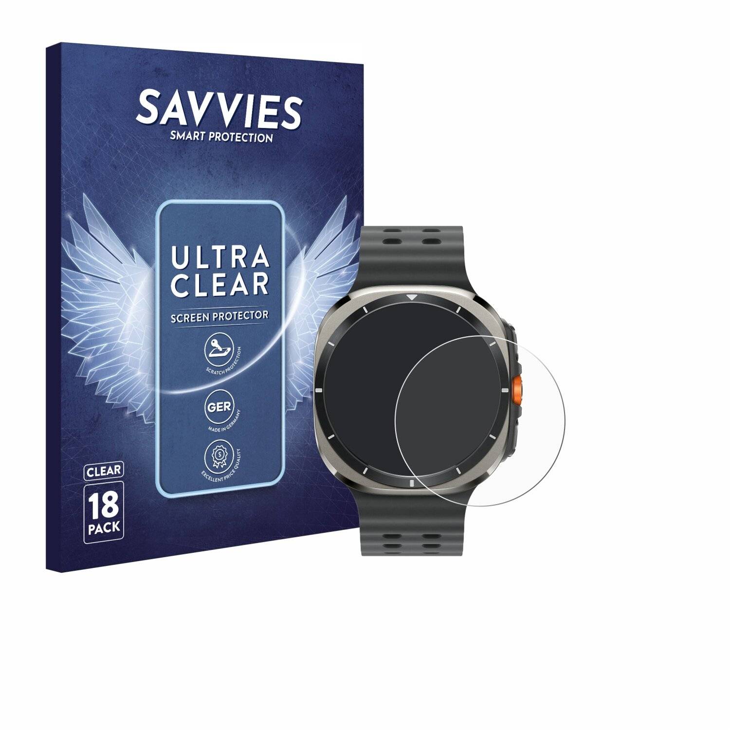 18x Savvies Displayschutz-Folie für Samsung Galaxy Watch Ultra (47