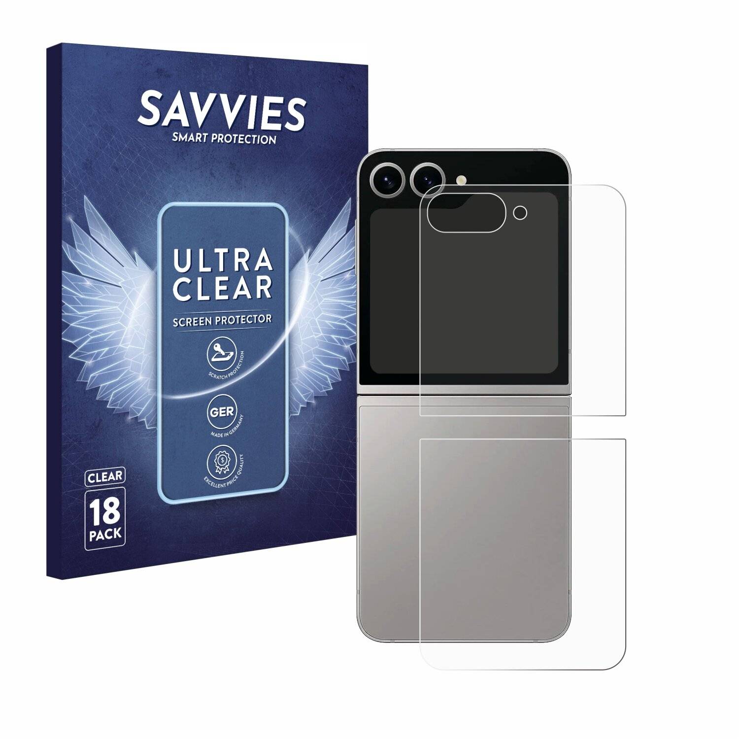 18x Savvies Displayschutz-Folie für Samsung Galaxy Z Flip6