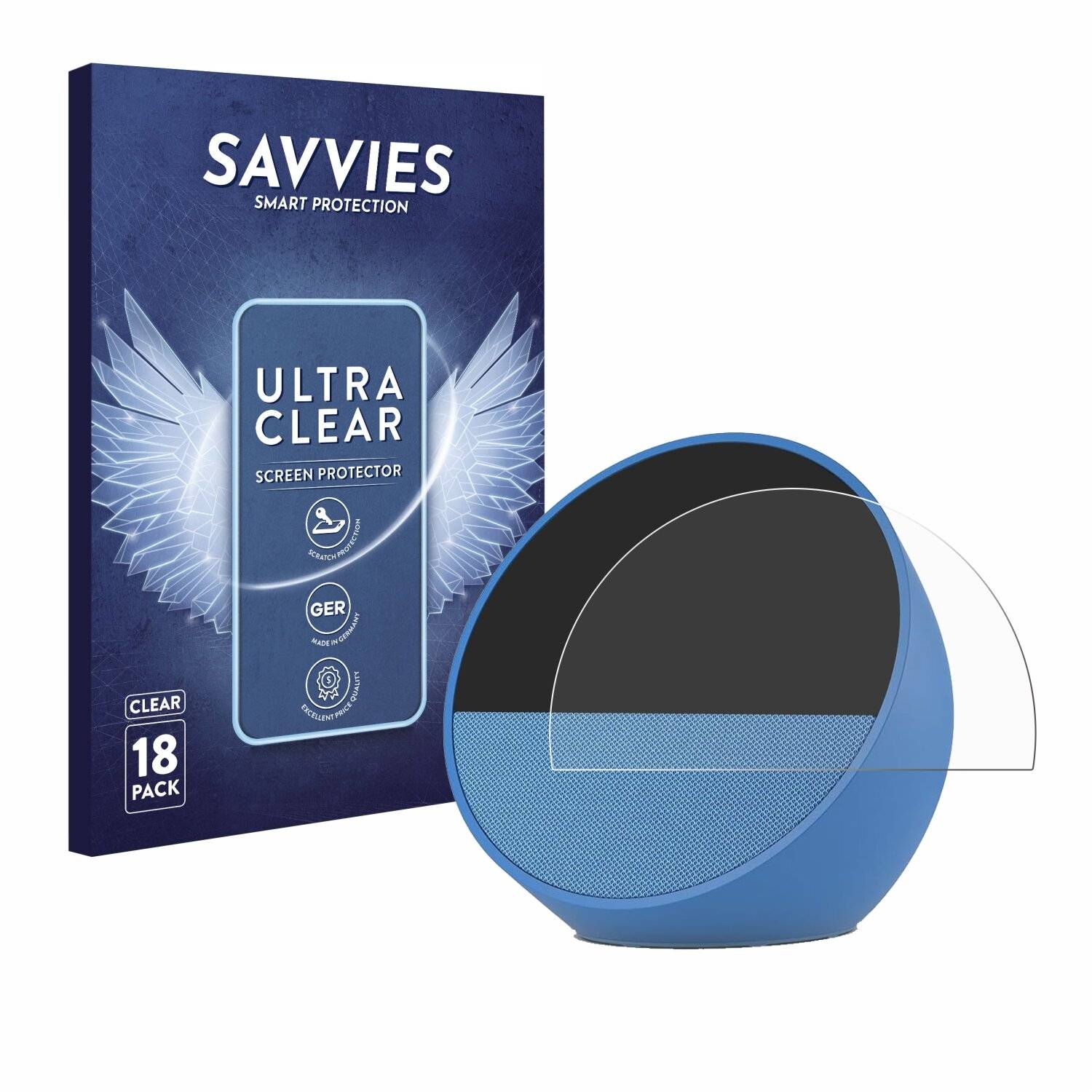 18x Savvies Displayschutz-Folie für Amazon Echo Spot
