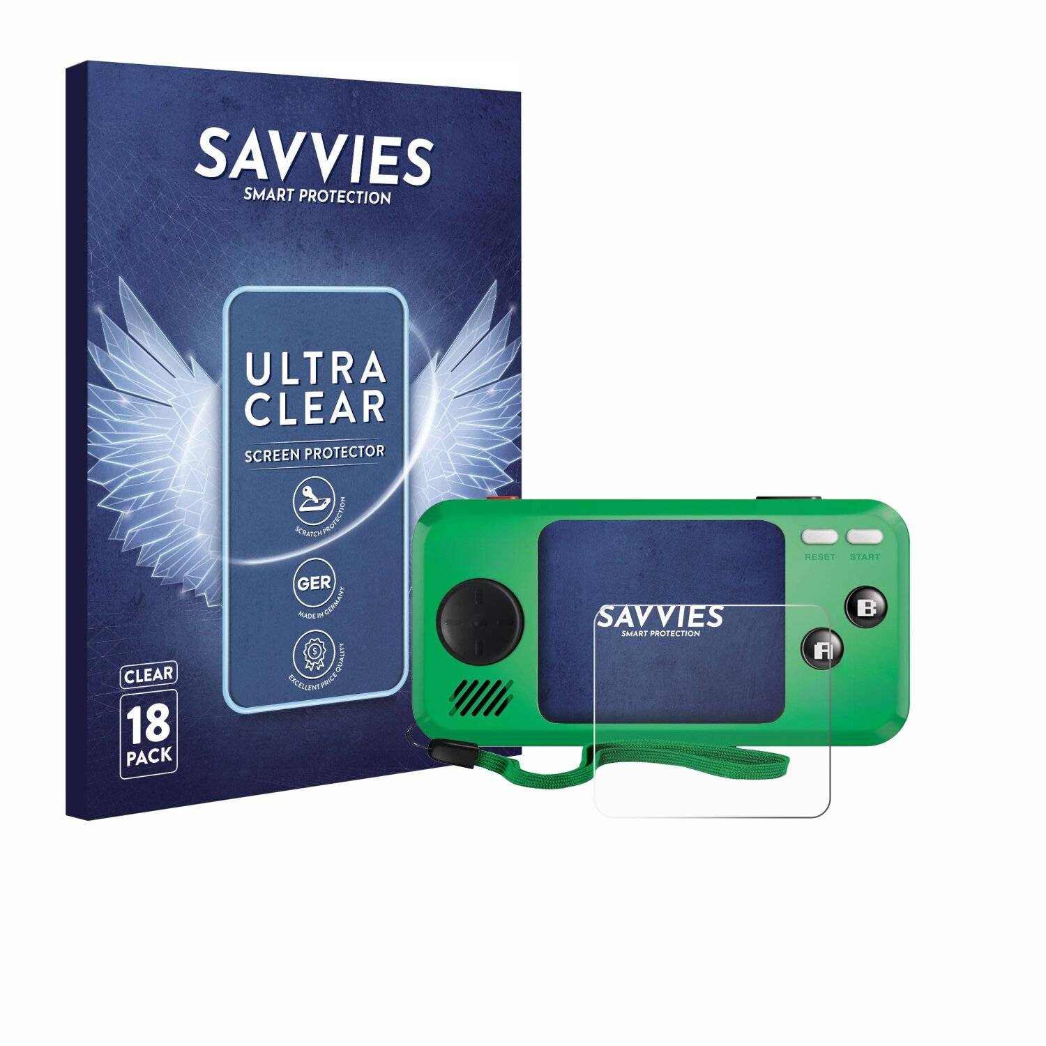 18x Savvies Displayschutz-Folie für My Arcade Pocket Player Pro