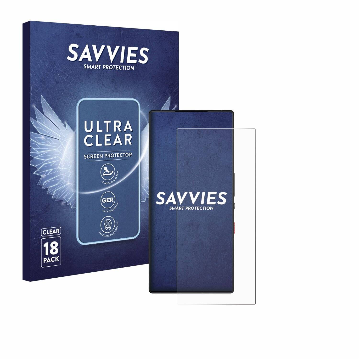 18x Savvies Displayschutz-Folie für ZTE Nubia Red Magic 9S