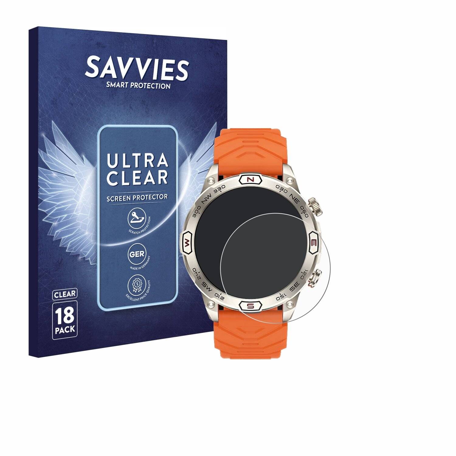 18x Savvies Displayschutz-Folie für Bytelike Smartwatch