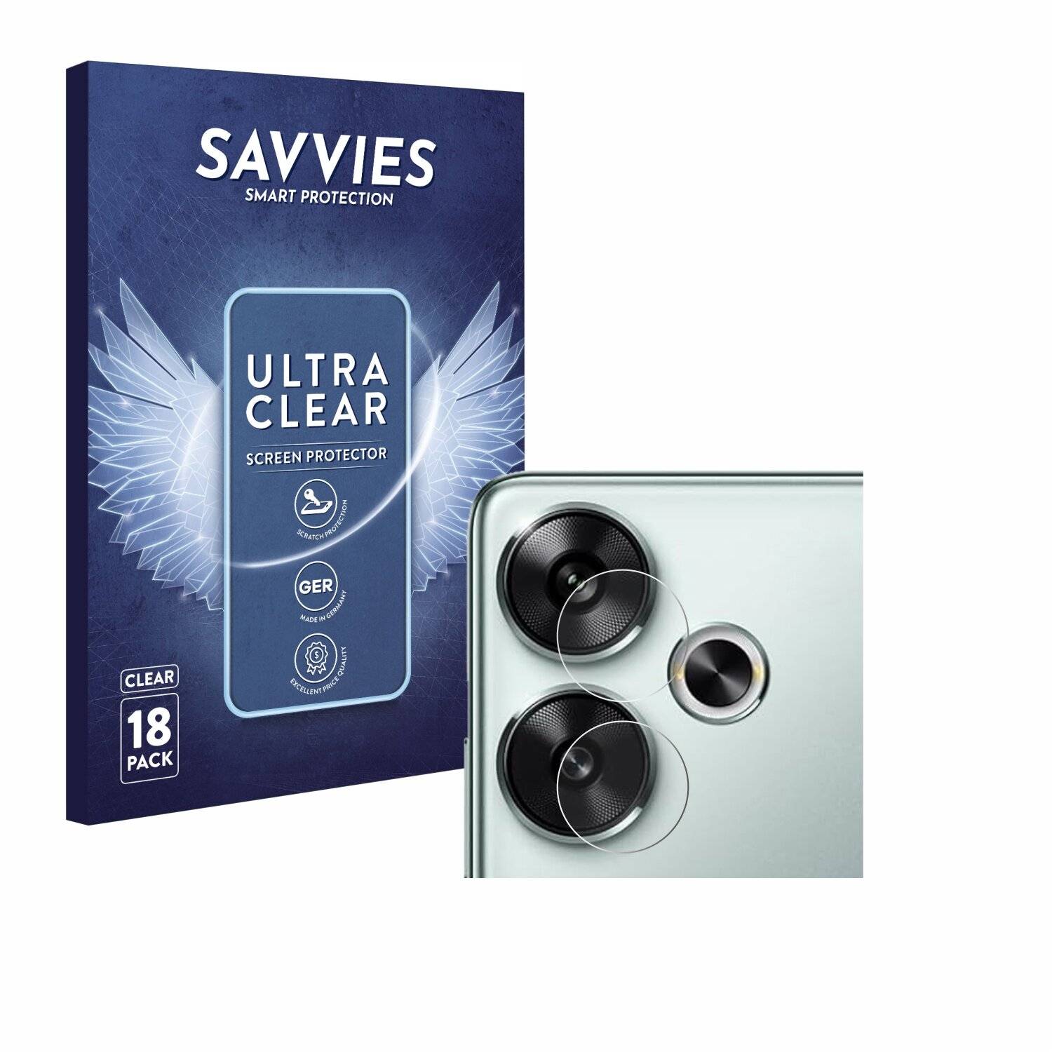 18x Savvies Displayschutz-Folie für Xiaomi Poco F6 (nur