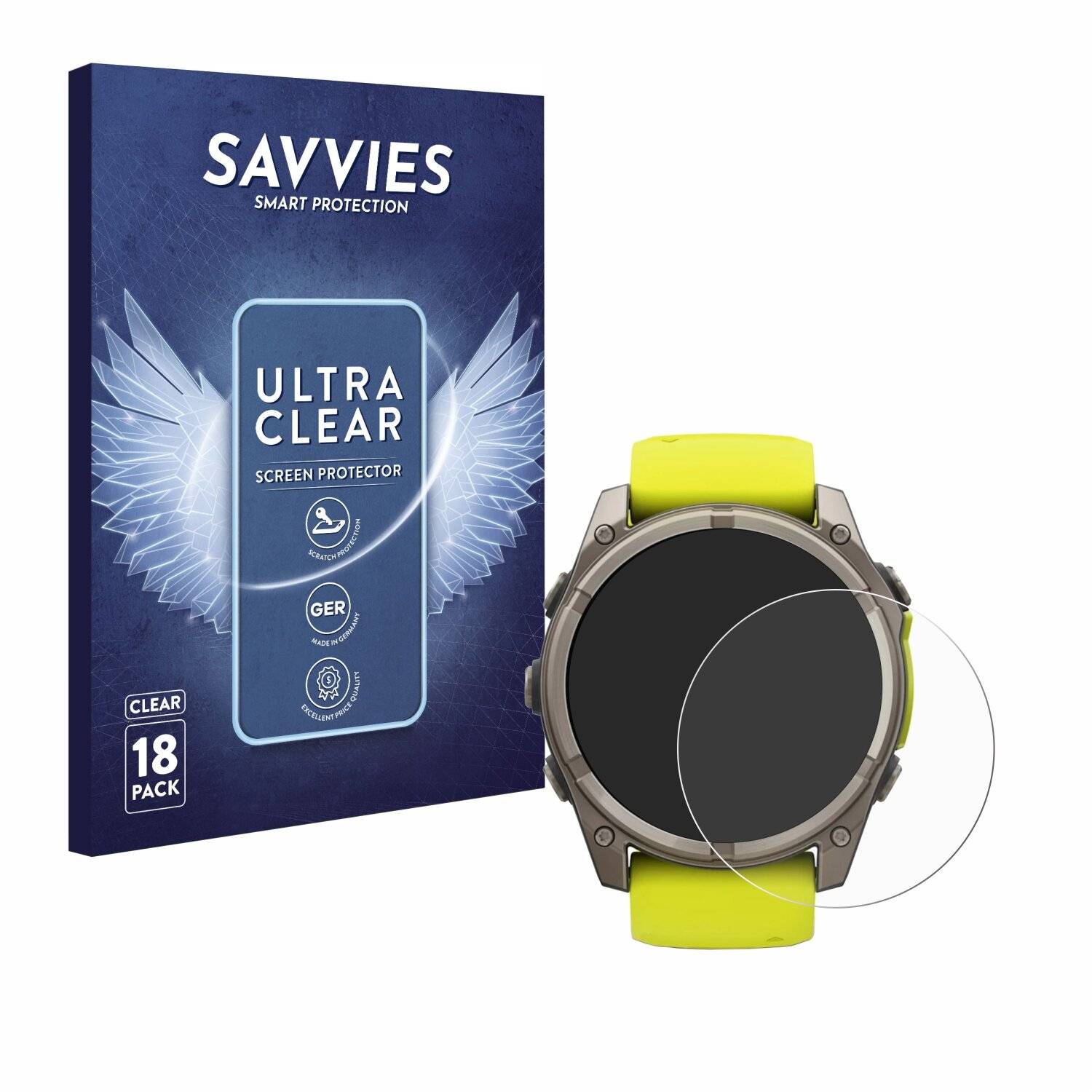 18x Savvies Displayschutz-Folie für Garmin Fenix 8 Solar (51