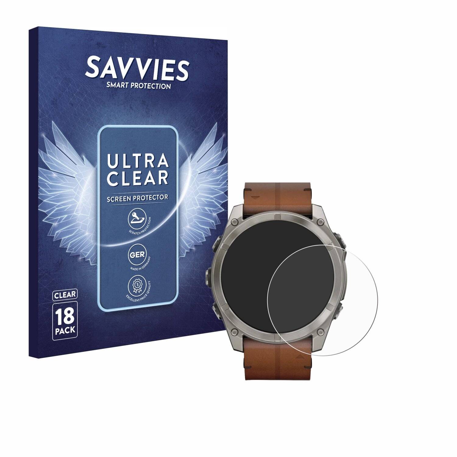 18x Savvies Displayschutz-Folie für Garmin Fenix 8 AMOLED (51