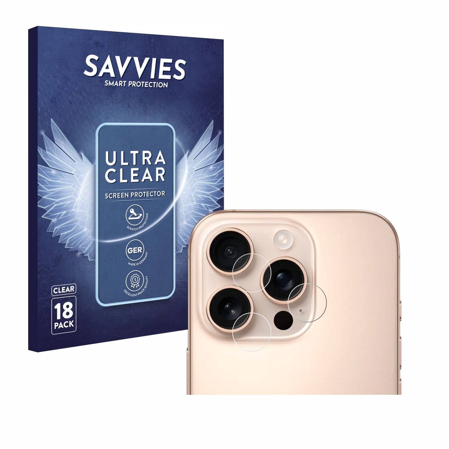 18x Savvies Displayschutz-Folie für Apple iPhone 16 Pro (NUR