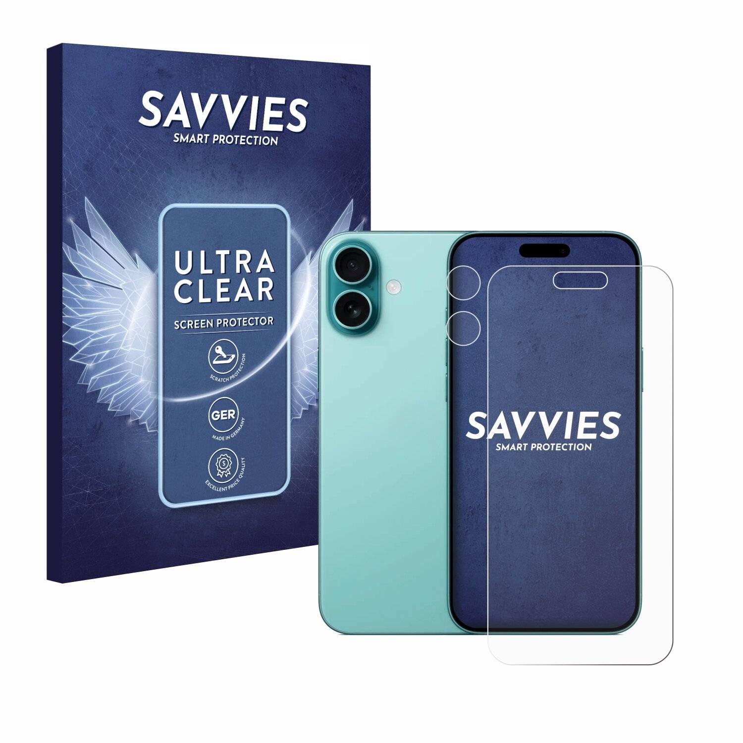 18x Savvies Displayschutz-Folie für Apple iPhone 16 Plus