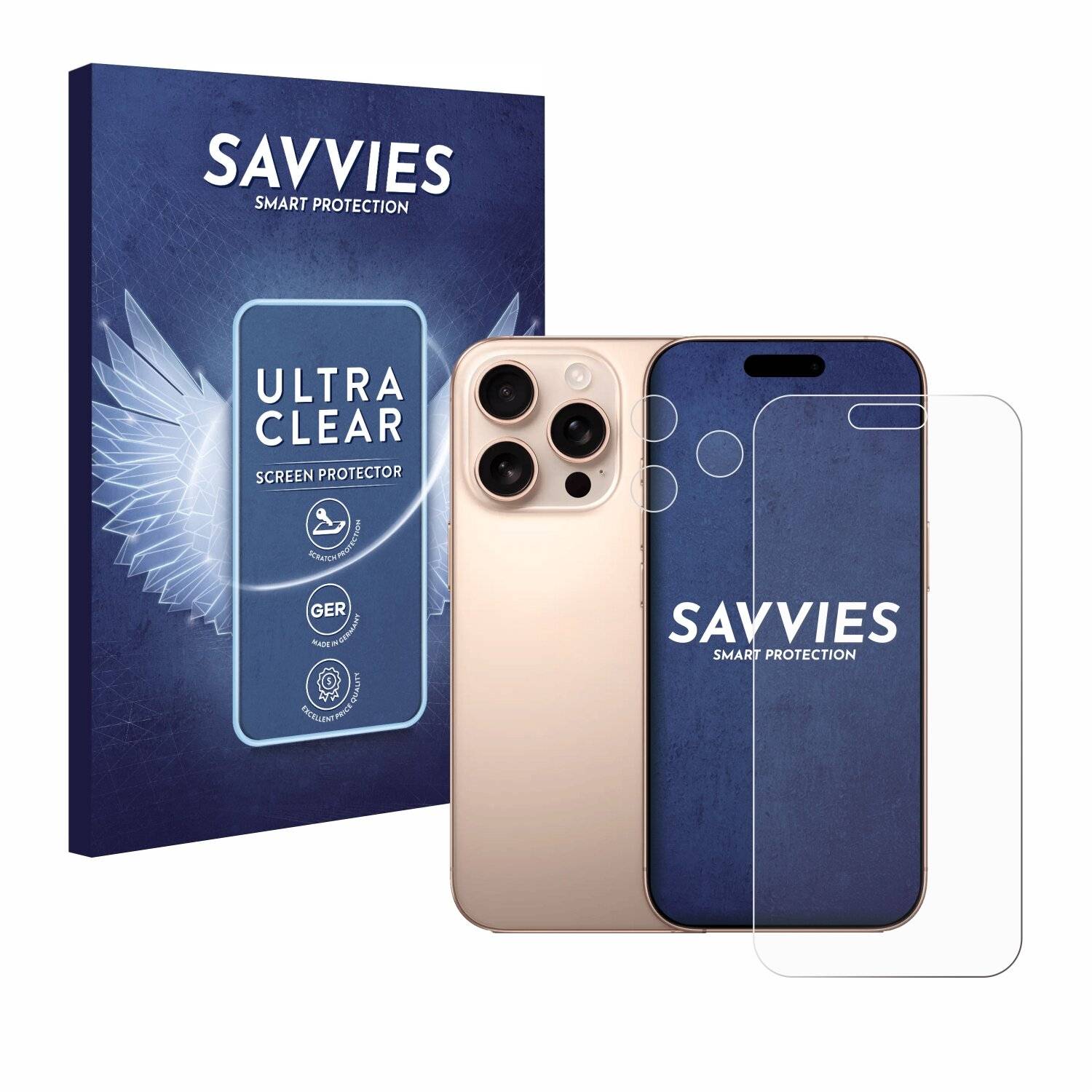 18x Savvies Displayschutz-Folie für Apple iPhone 16 Pro Max