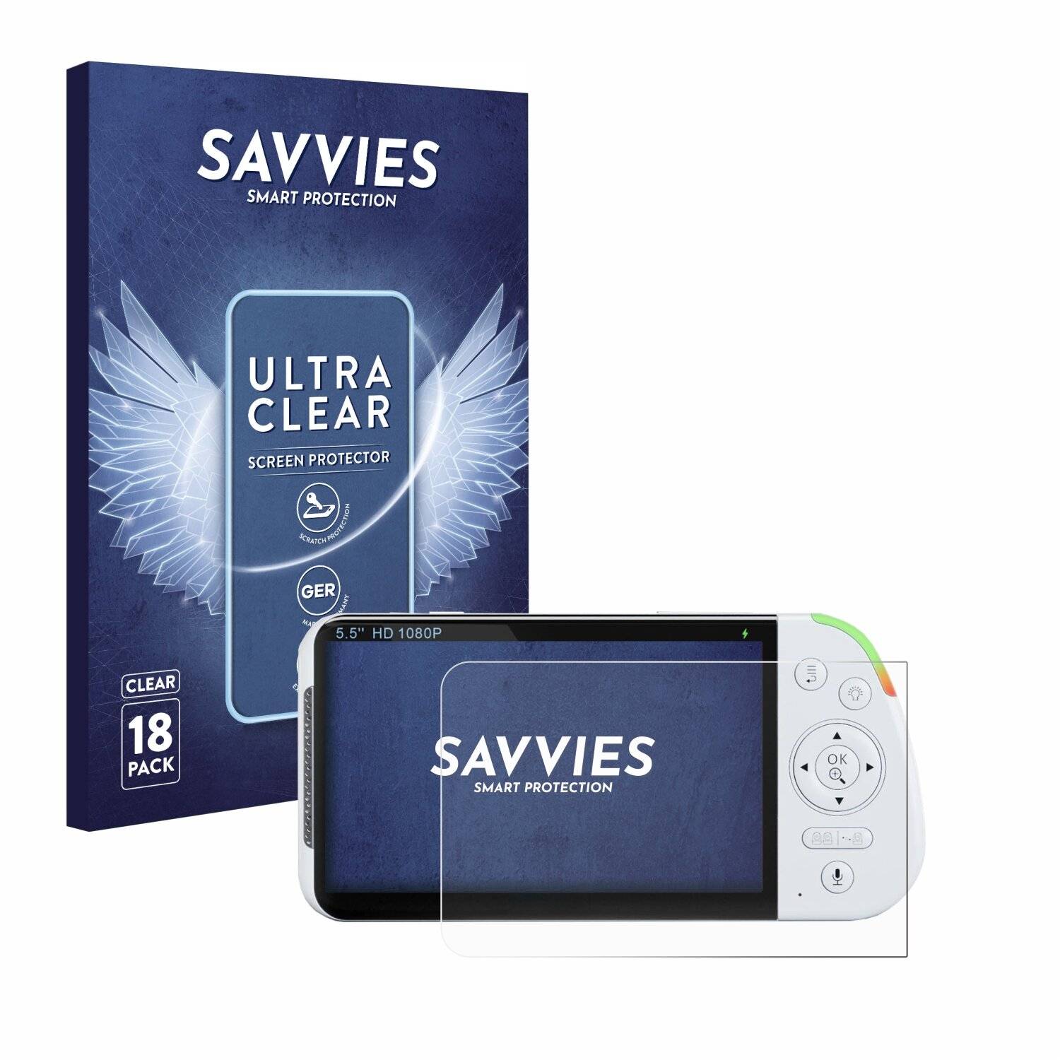 18x Savvies Displayschutz-Folie für Babysense MaxView-2CAM
