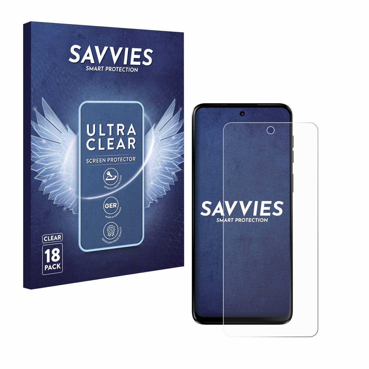 18x Savvies Displayschutz-Folie für Motorola Moto