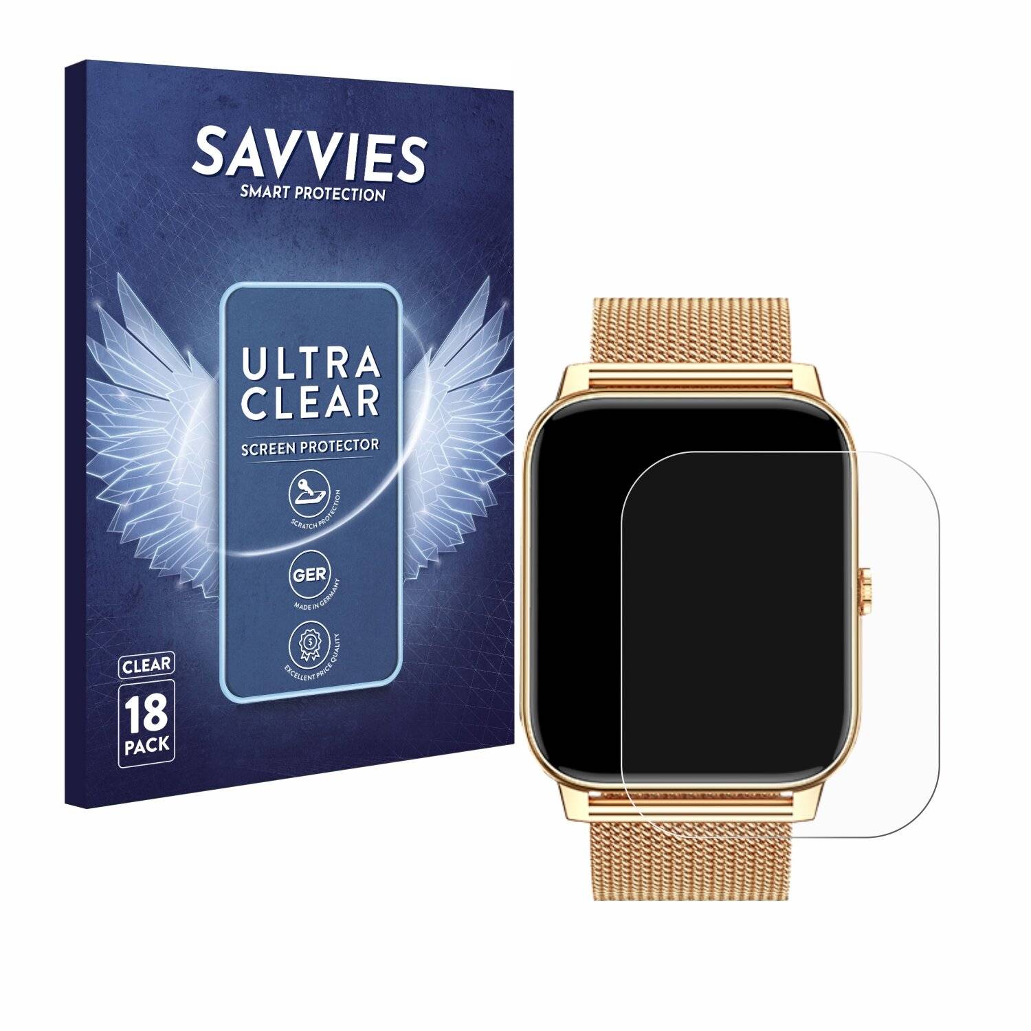 18x Savvies Displayschutz-Folie für zhizhi Smartwatch P90