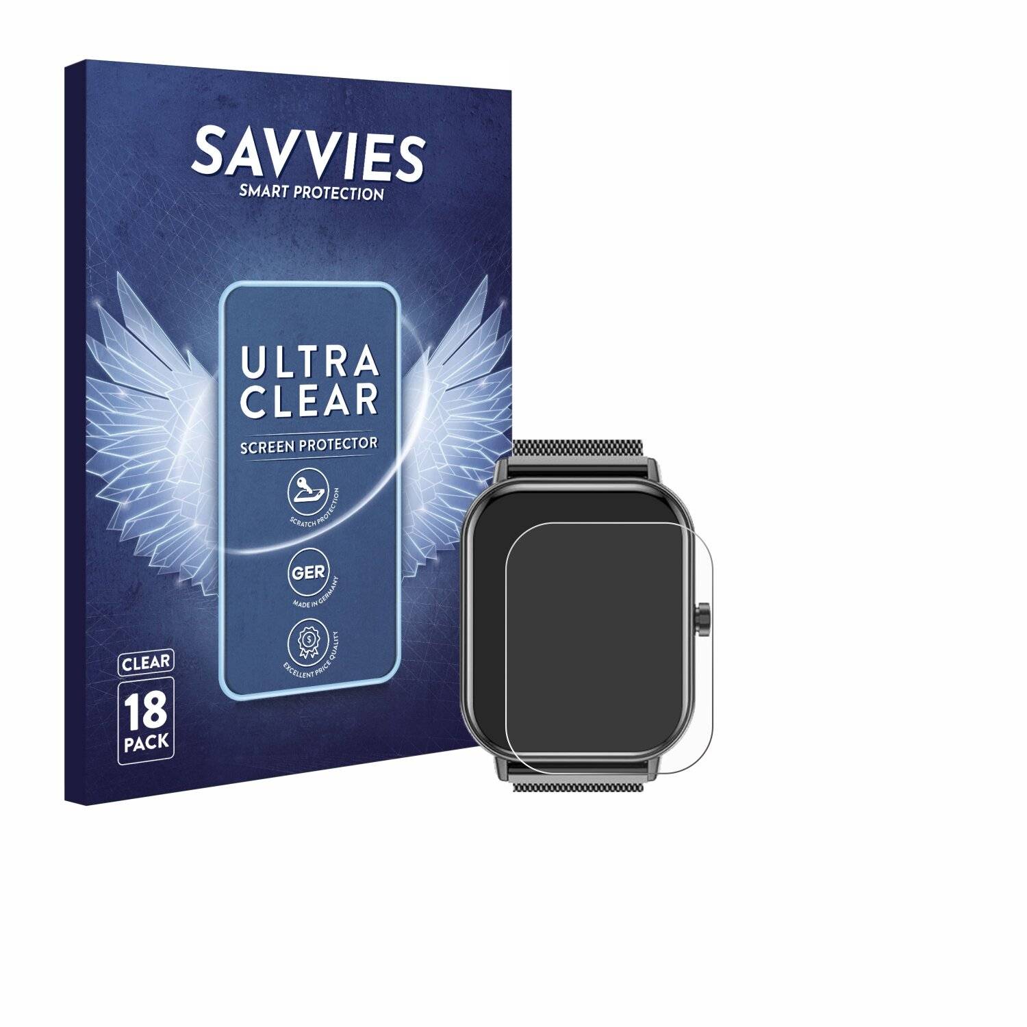 18x Savvies Displayschutz-Folie für Haulvean Smartwatch