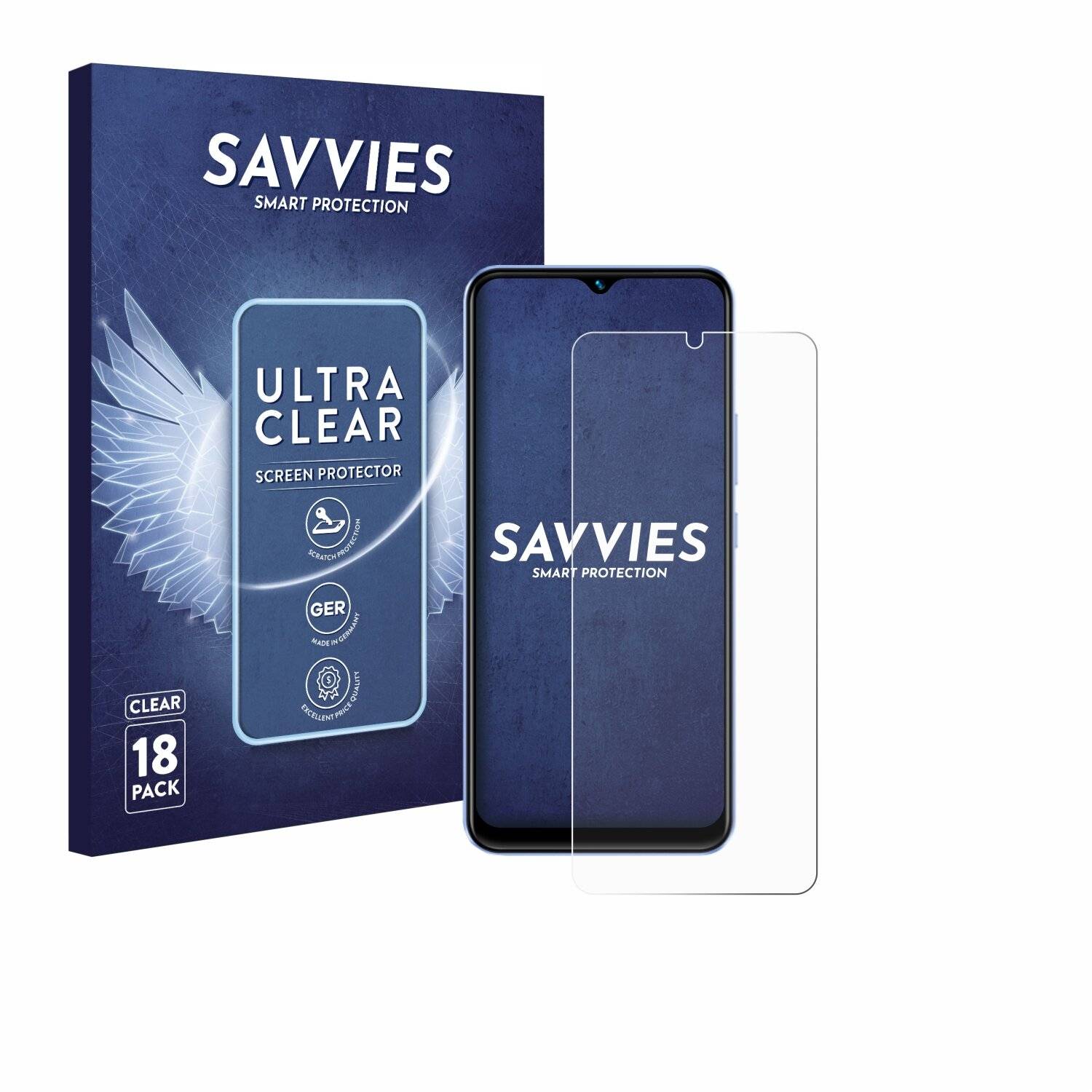 18x Savvies Displayschutz-Folie für Vivo