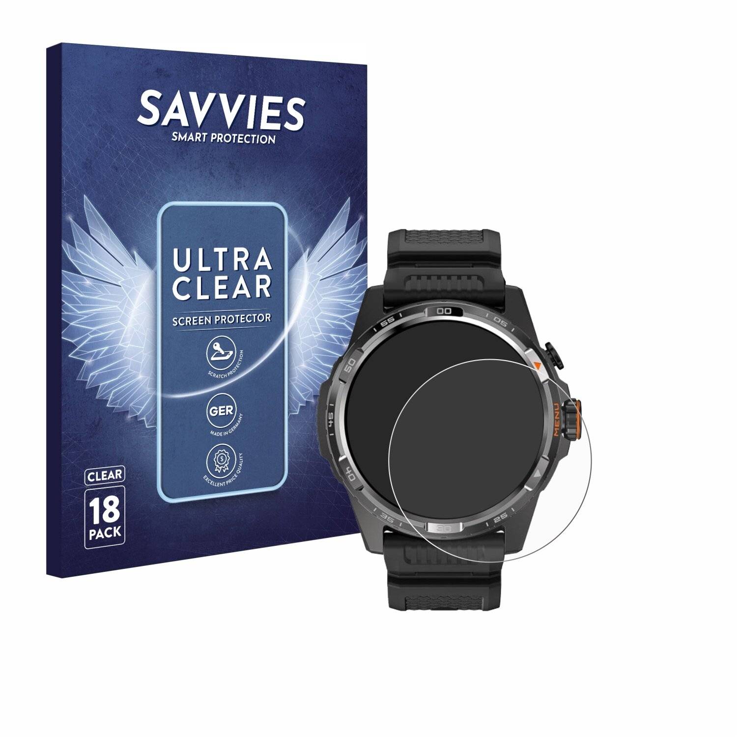 18x Savvies Displayschutz-Folie für Mobvoi Ticwatch