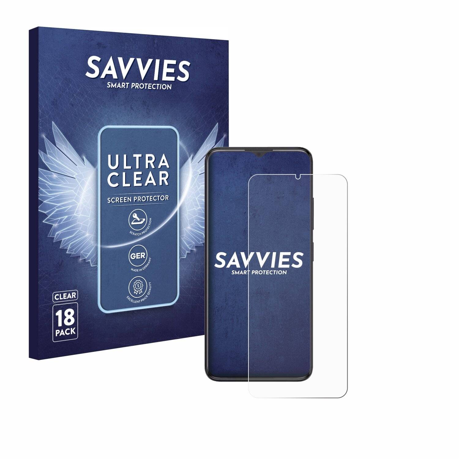 18x Savvies Displayschutz-Folie für ZTE Blade