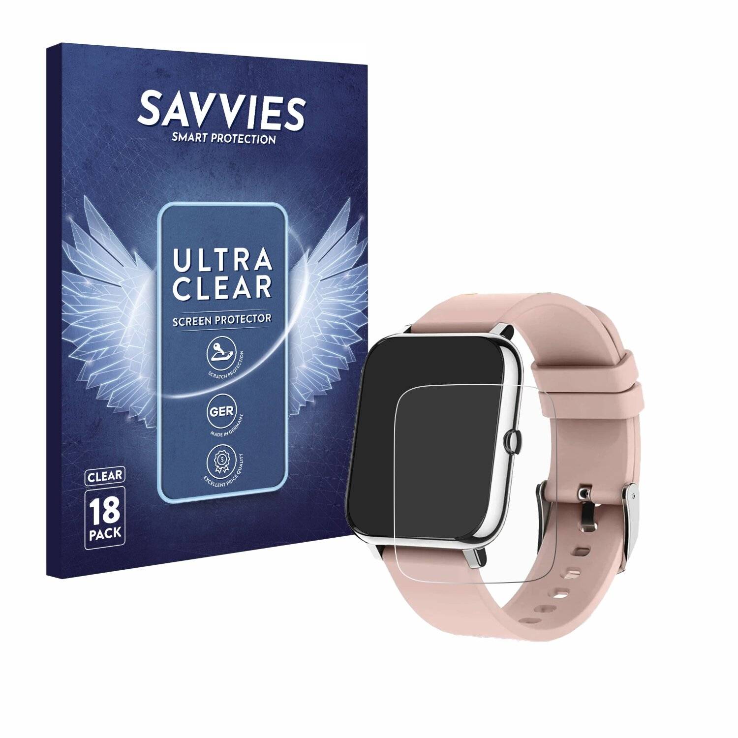 18x Savvies Displayschutz-Folie für Akkee Smartwatch