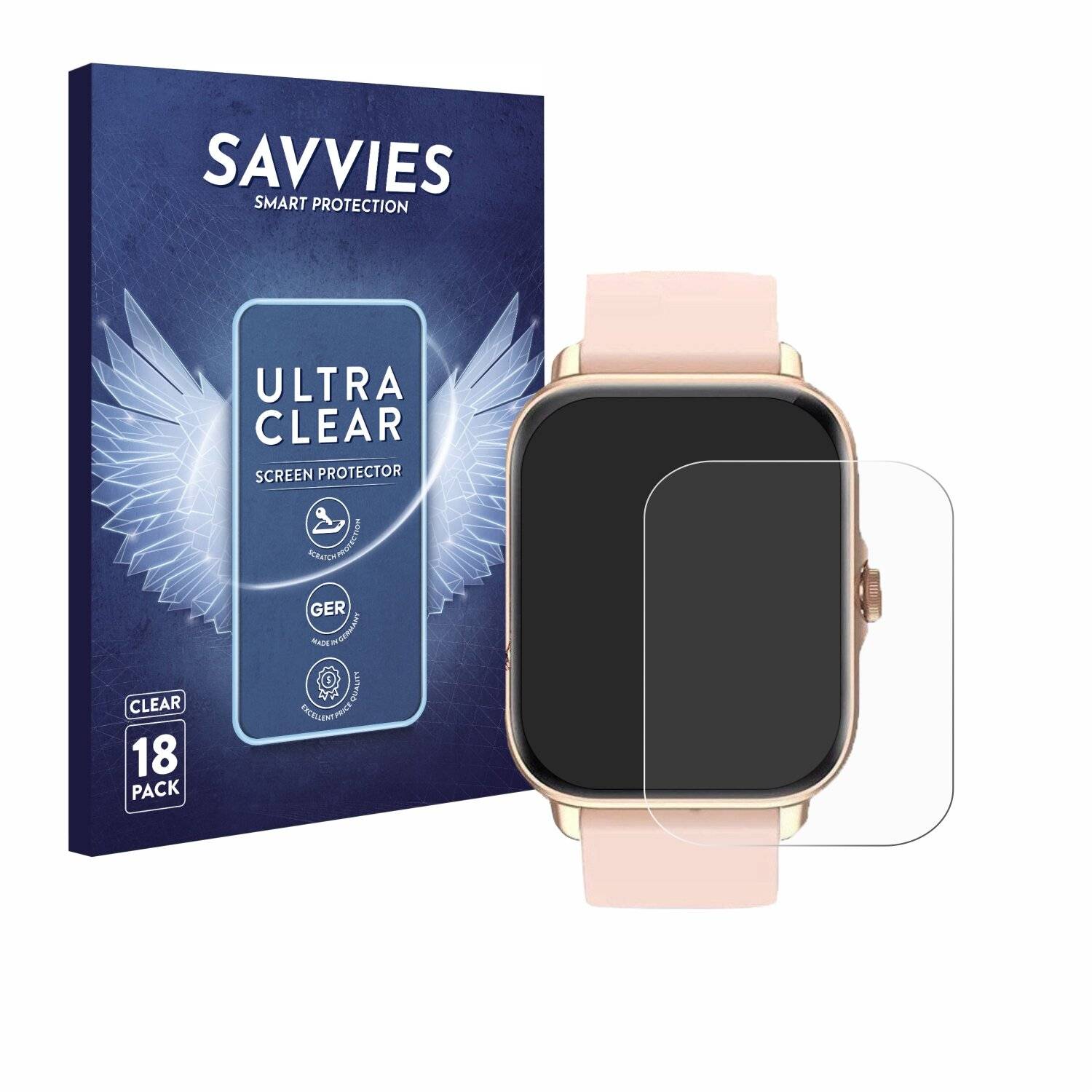 18x Savvies Displayschutz-Folie für Janolty Smartwatch
