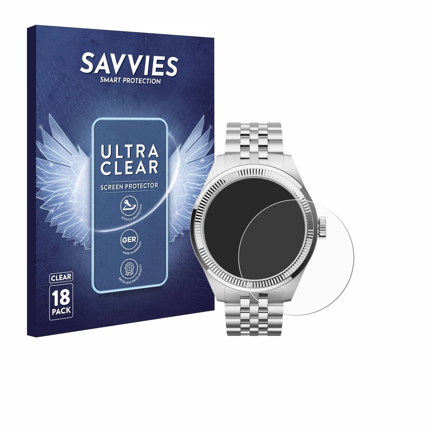 18x Savvies Displayschutz-Folie für Withings ScanWatch Nova Brilliant (39