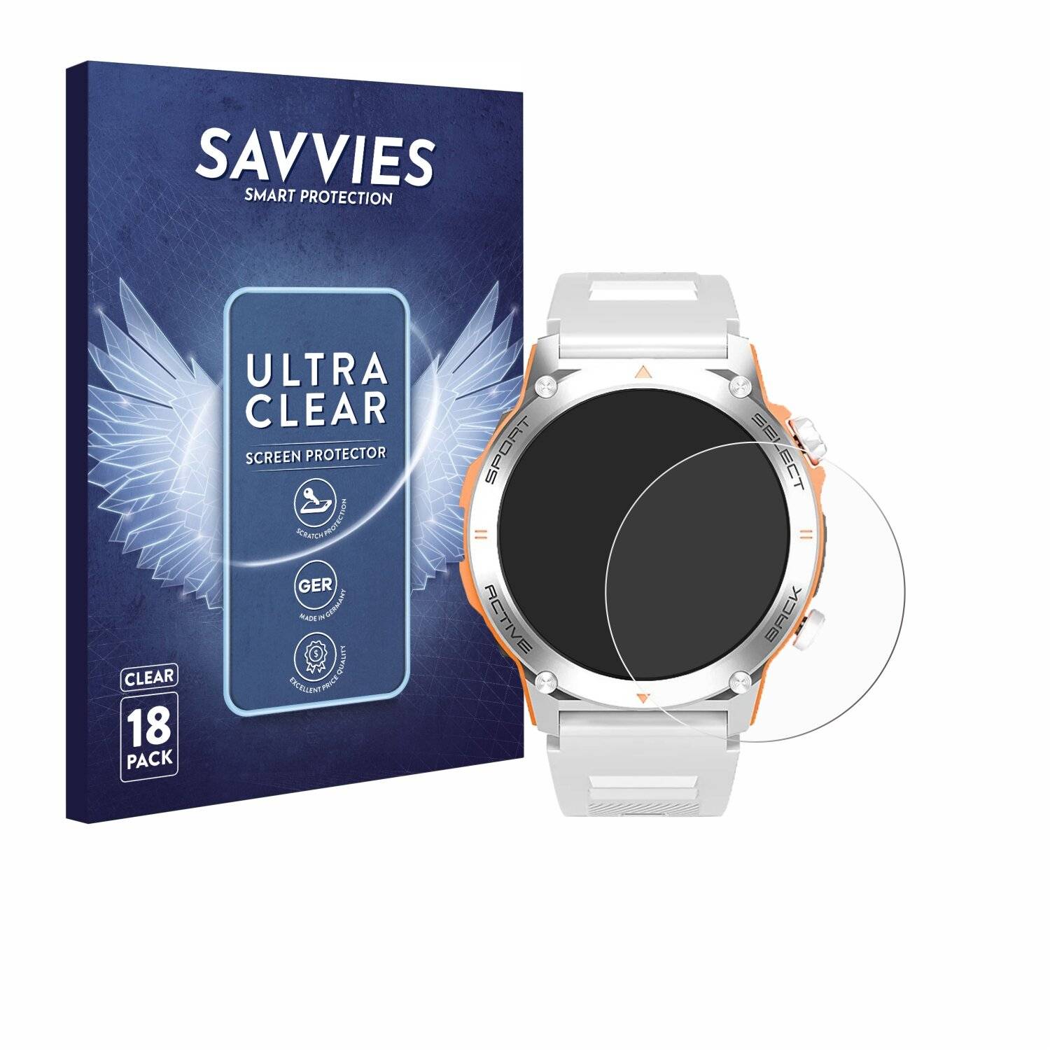 18x Savvies Displayschutz-Folie für RAYOFI Smartwatch