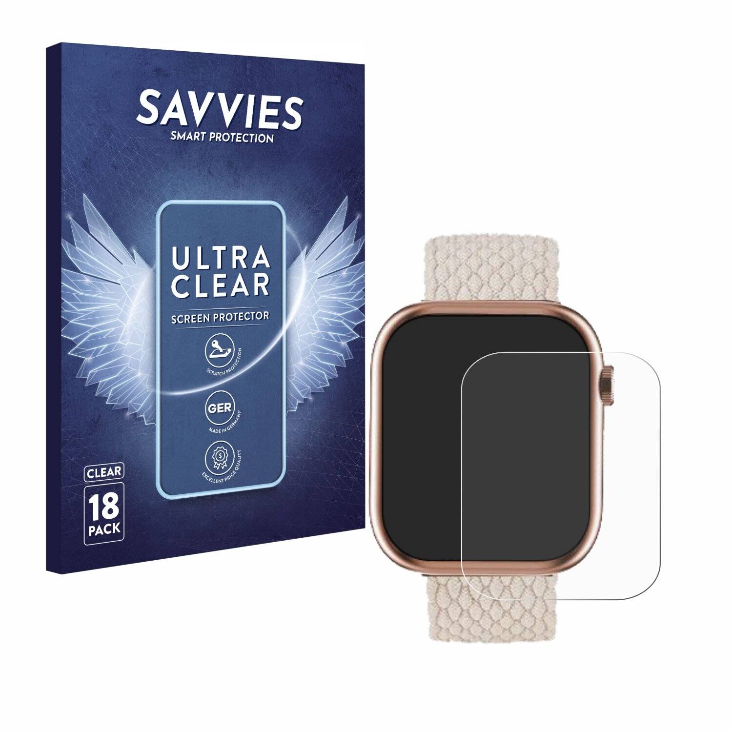 18x Savvies Displayschutz-Folie für Msovaeu Smartwatch