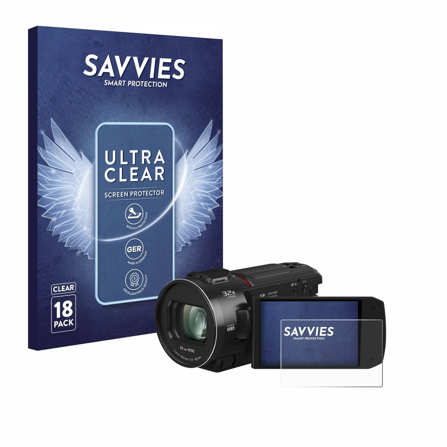 18x Savvies Displayschutz-Folie für Panasonic