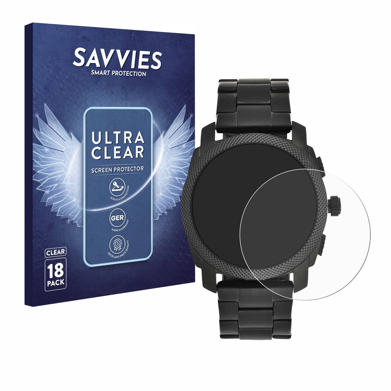 18x Savvies Displayschutz-Folie für Fossil Chronograph