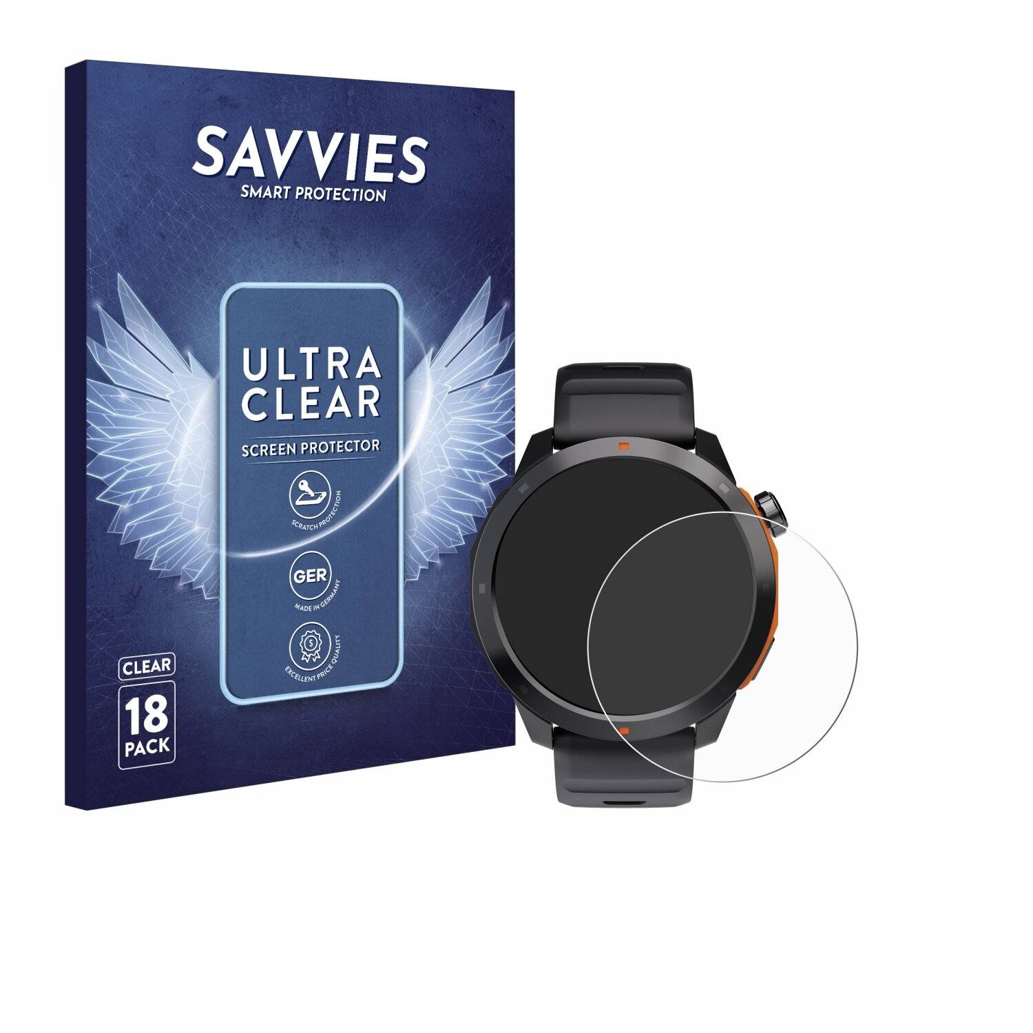 18x Savvies Displayschutz-Folie für Kiano Watch