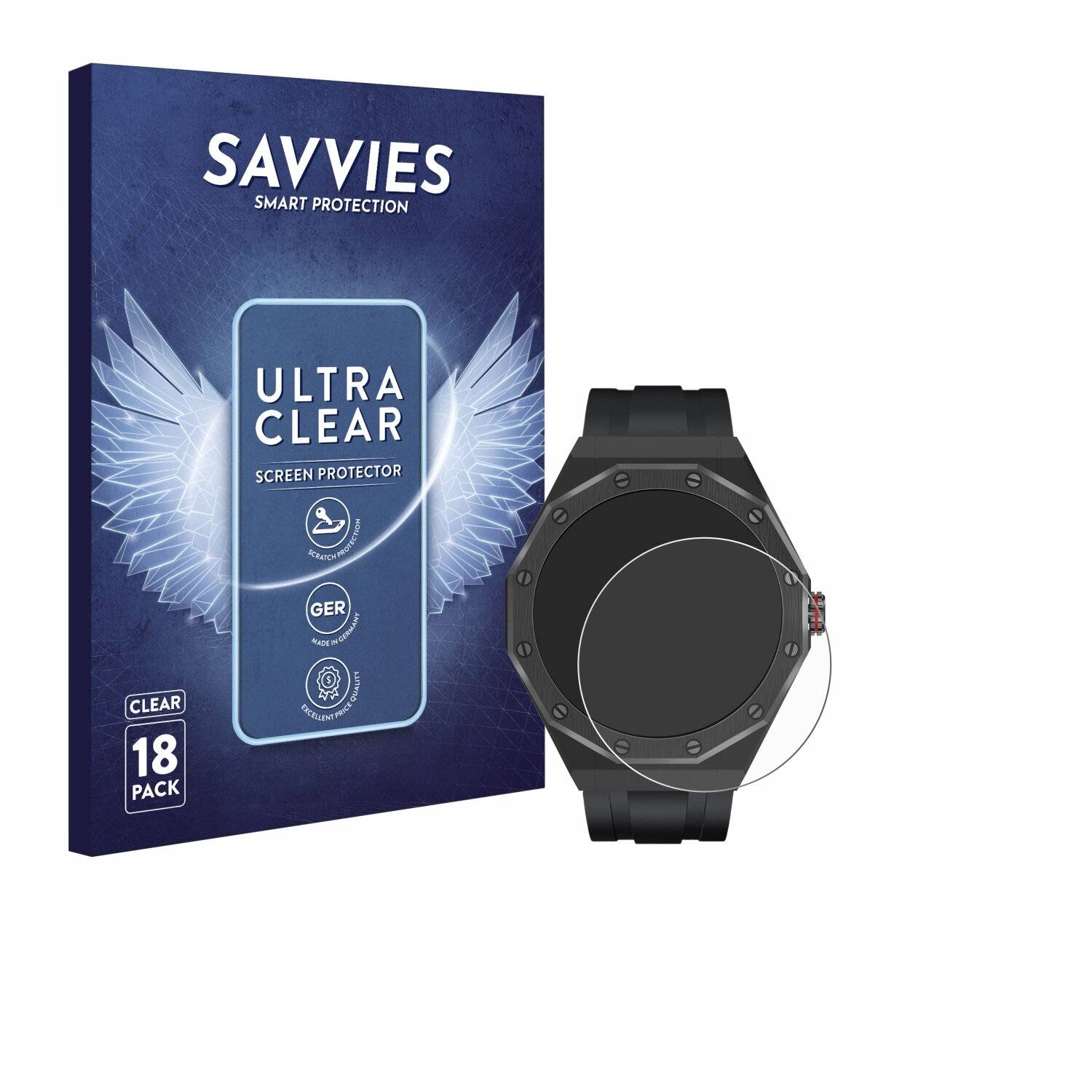 18x Savvies Displayschutz-Folie für Kiano Watch