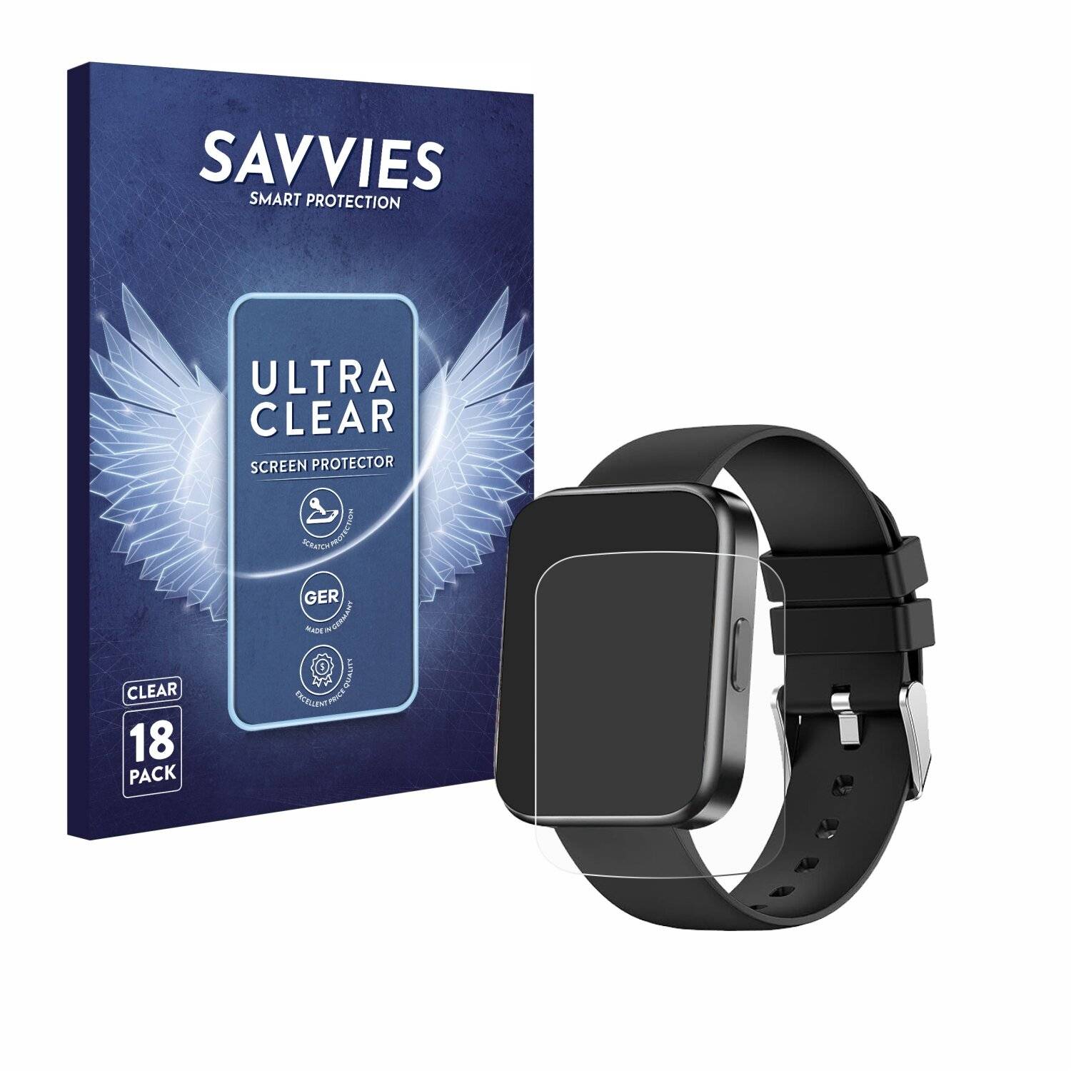 18x Savvies Displayschutz-Folie für Findtime Y20 Pro Black