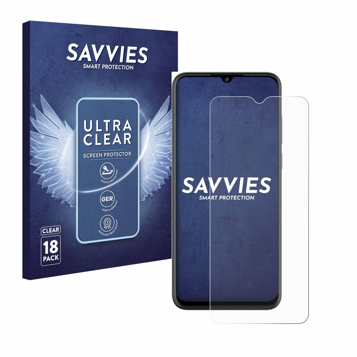 18x Savvies Displayschutz-Folie für ZTE Blade A53