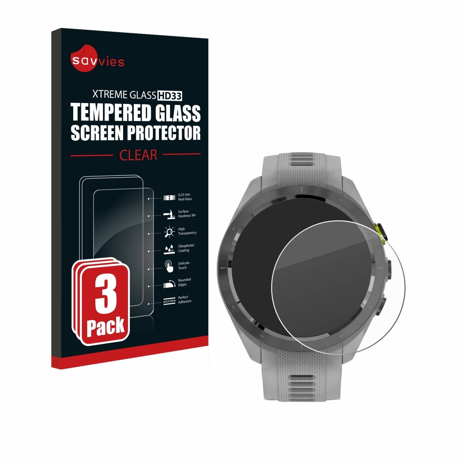 3x Savvies Clear Schutzglas für Garmin Approach S70 (42