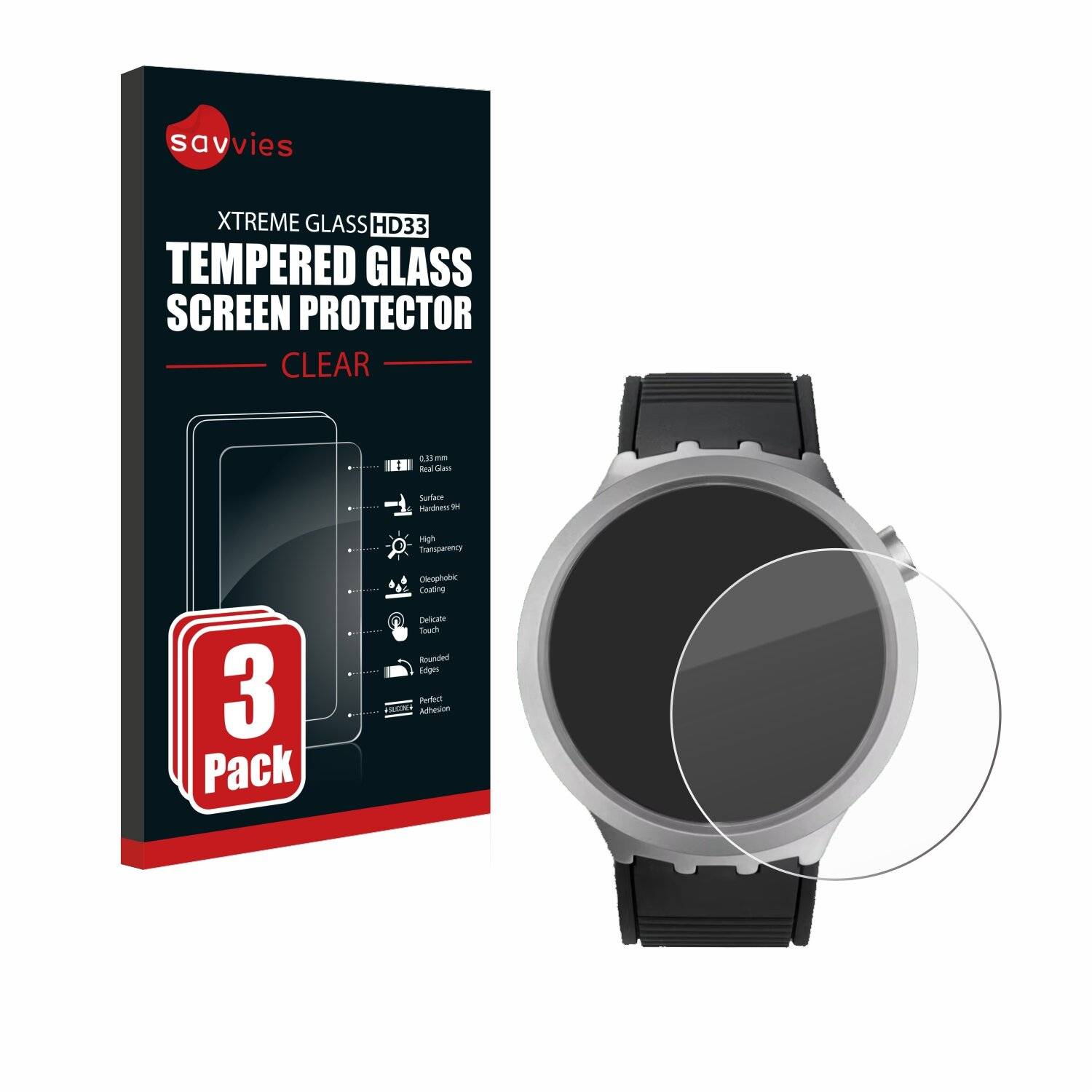 3x Savvies Clear Schutzglas für Swatch Big Bold