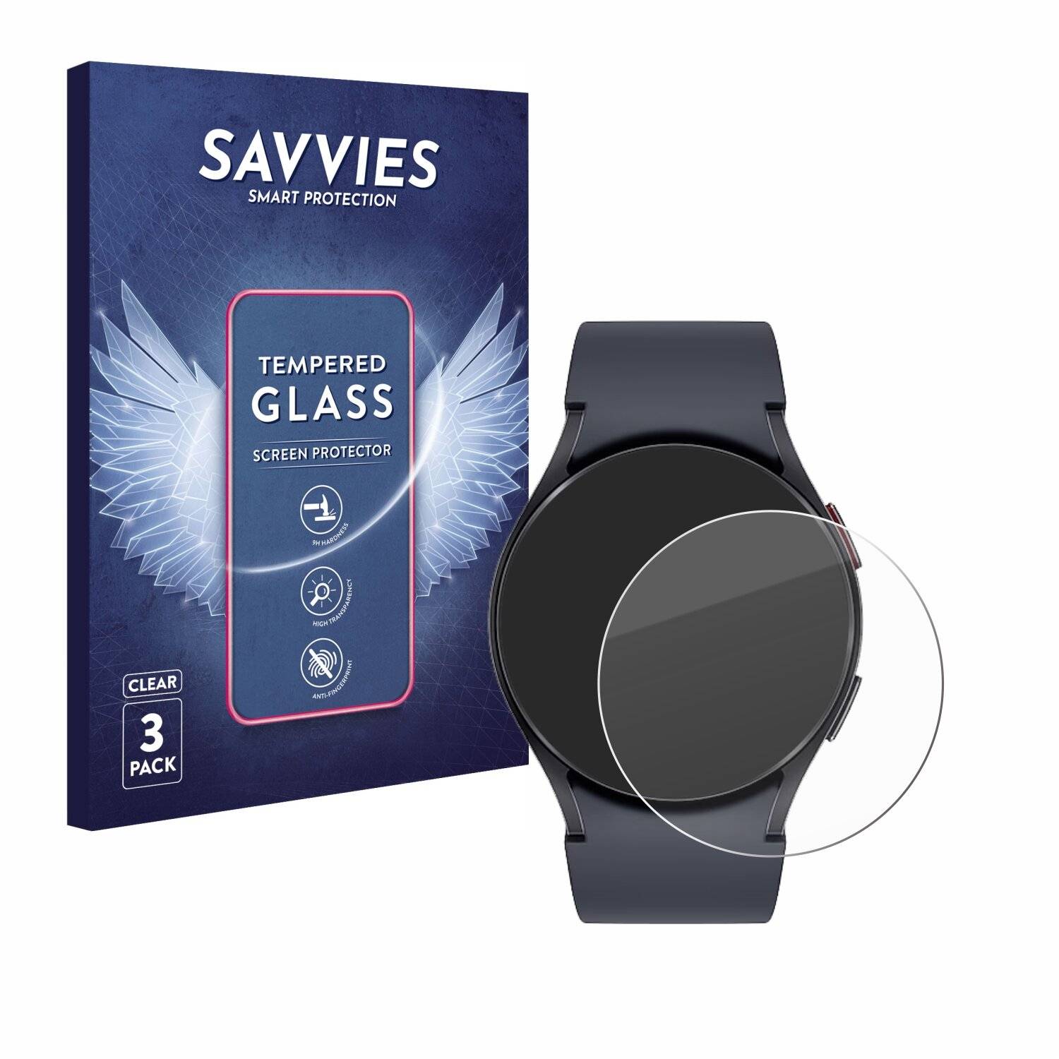 3x Savvies Clear Schutzglas für Samsung Galaxy Watch 6 (44