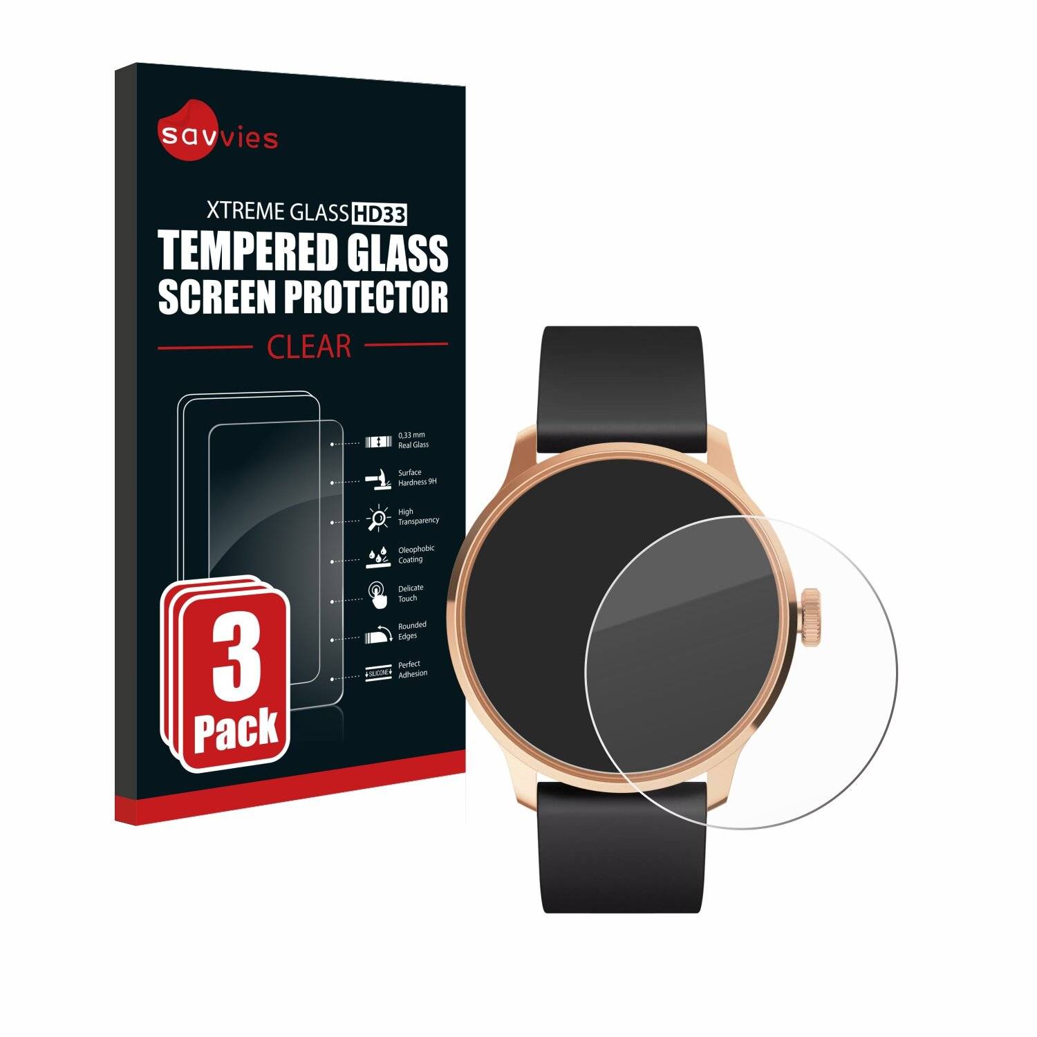 3x Savvies Clear Schutzglas für Withings ScanWatch