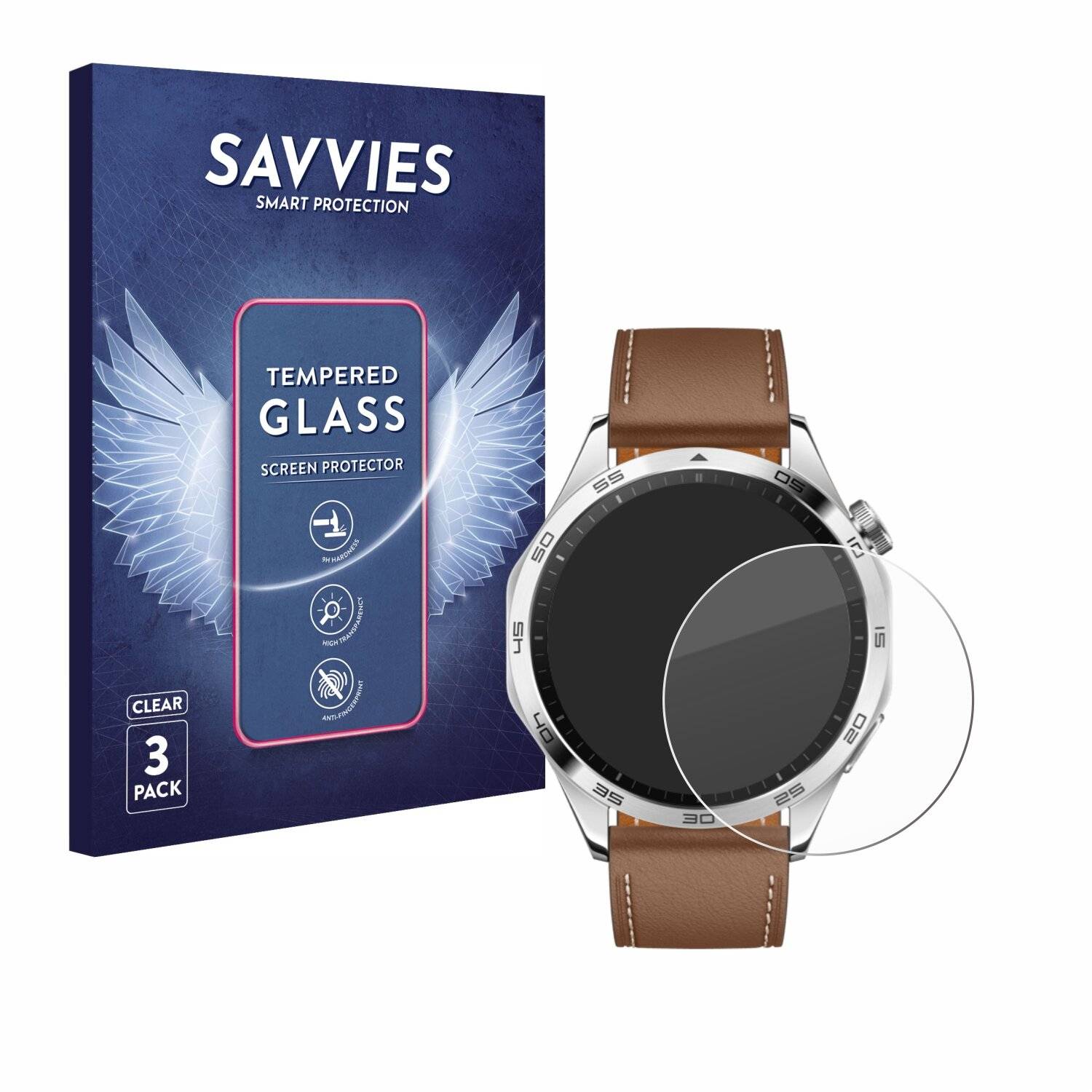 3x Savvies Clear Schutzglas für Huawei Watch GT 4