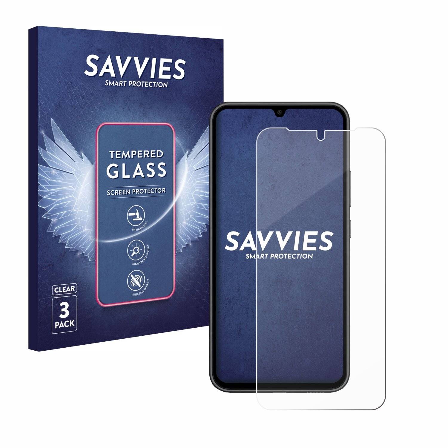 3x Savvies Clear Schutzglas für Samsung Galaxy A34 5G Enterprise