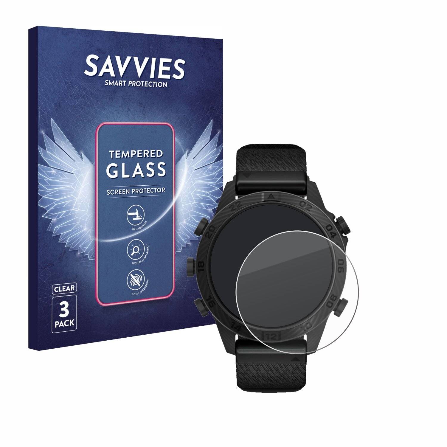 3x Savvies Clear Schutzglas für Garmin Marq Commander Gen