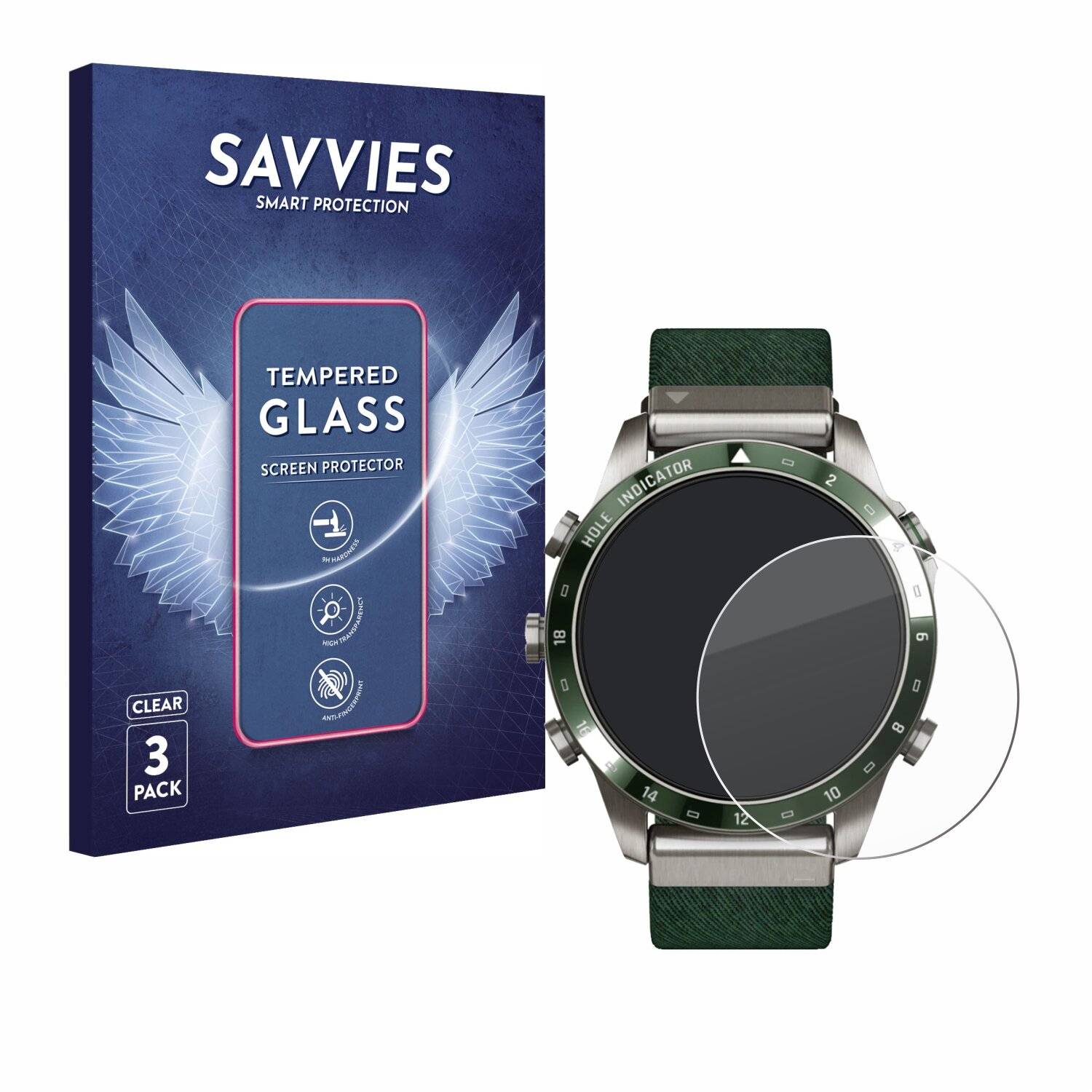 3x Savvies Clear Schutzglas für Garmin Marq Golfer Gen