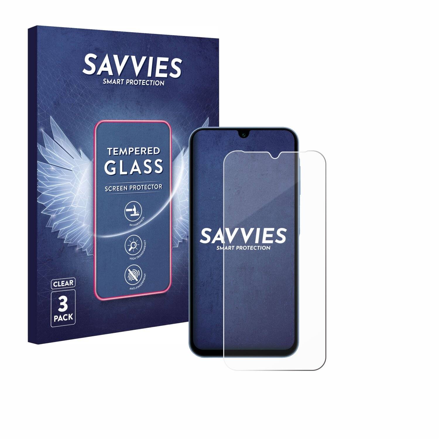 3x Savvies Clear Schutzglas für Samsung Galaxy A15