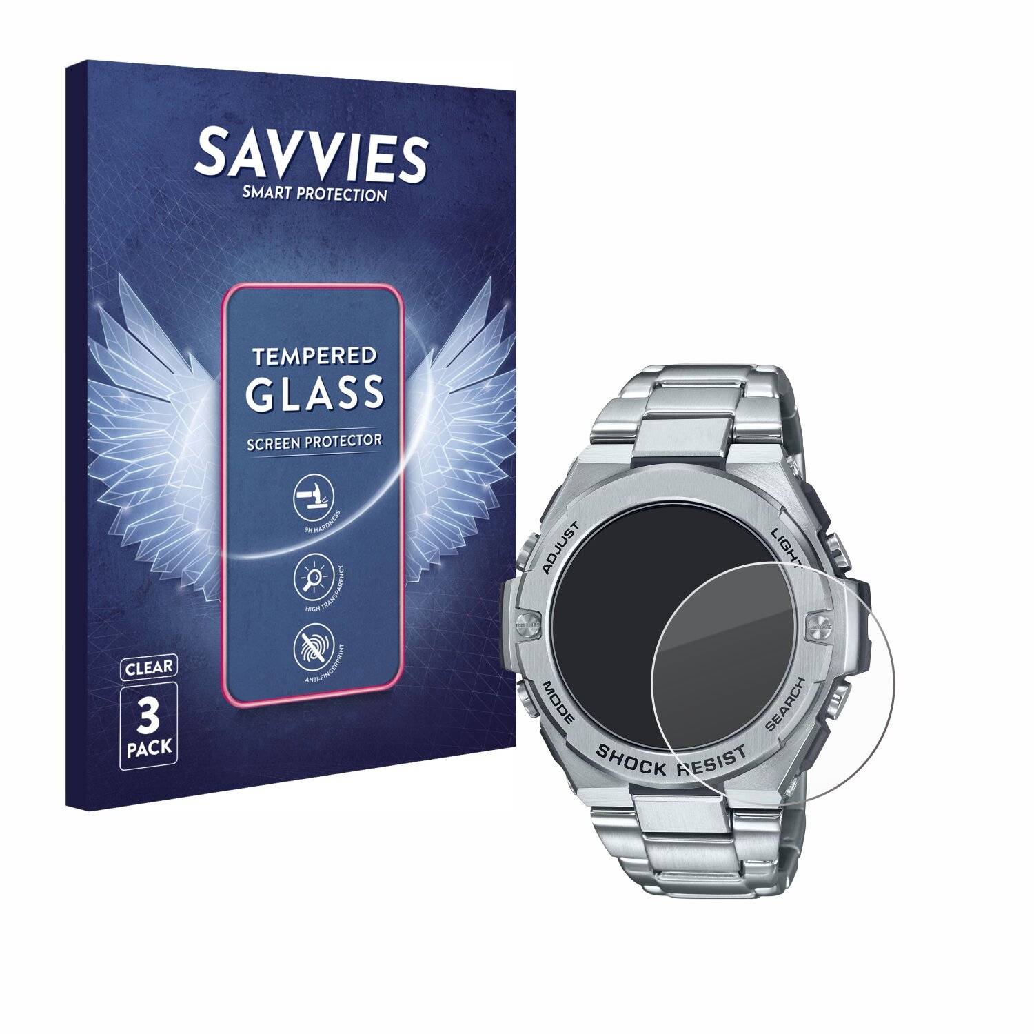 3x Savvies Clear Schutzglas für Casio G-Shock