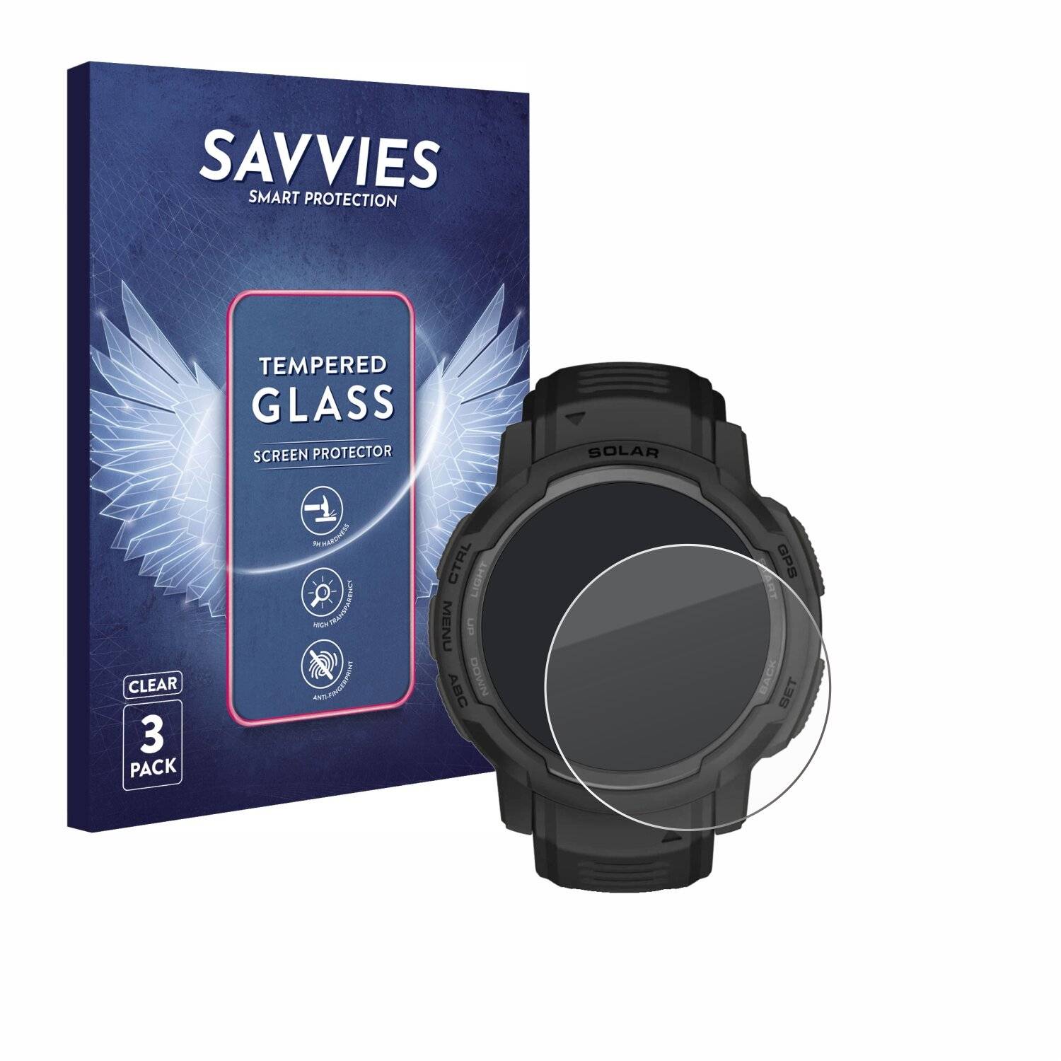 3x Savvies Clear Schutzglas für Garmin Instinct